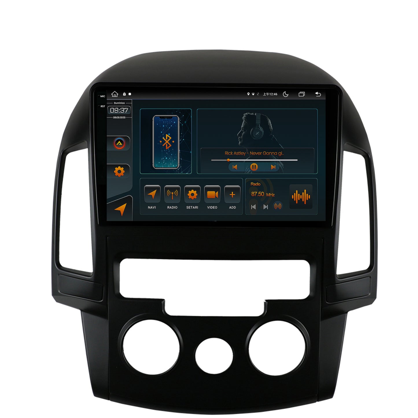 Navigatie Hyundai I30 (2007-2012), Clima manuala, Android, V-Octacore / 4GB RAM + 64GB ROM, 9.5 Inch - AD-BGV9004+AD-BGRKIT217