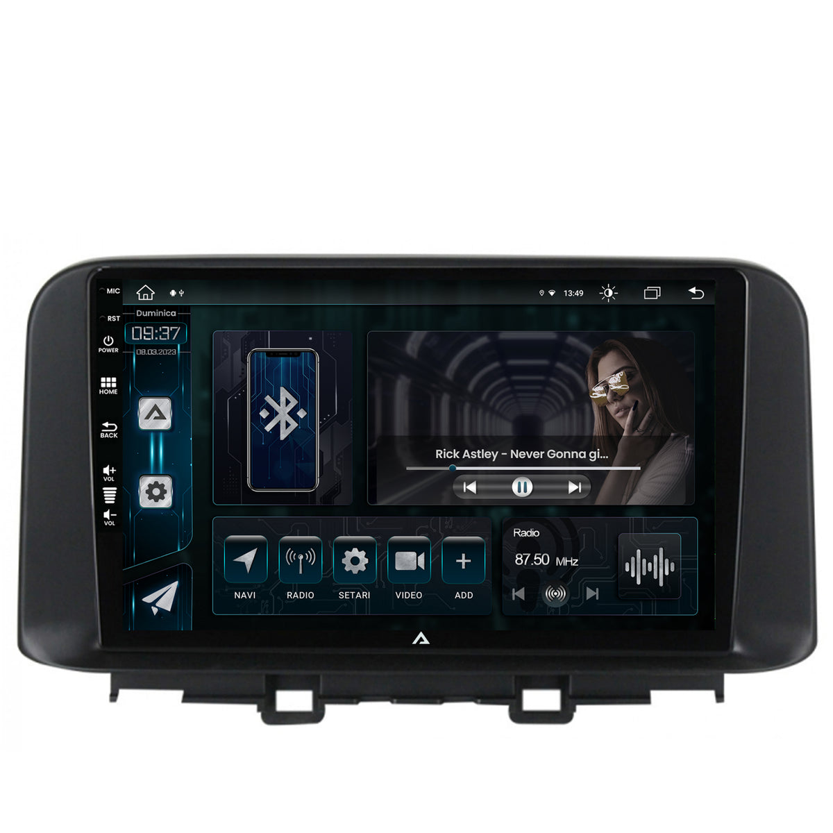 Navigatie Hyundai Kona (2018+), Android, Z-Octacore / 8GB RAM + 256GB ROM, 10.1 Inch - AD-BGZ10008+AD-BGRKIT183V2
