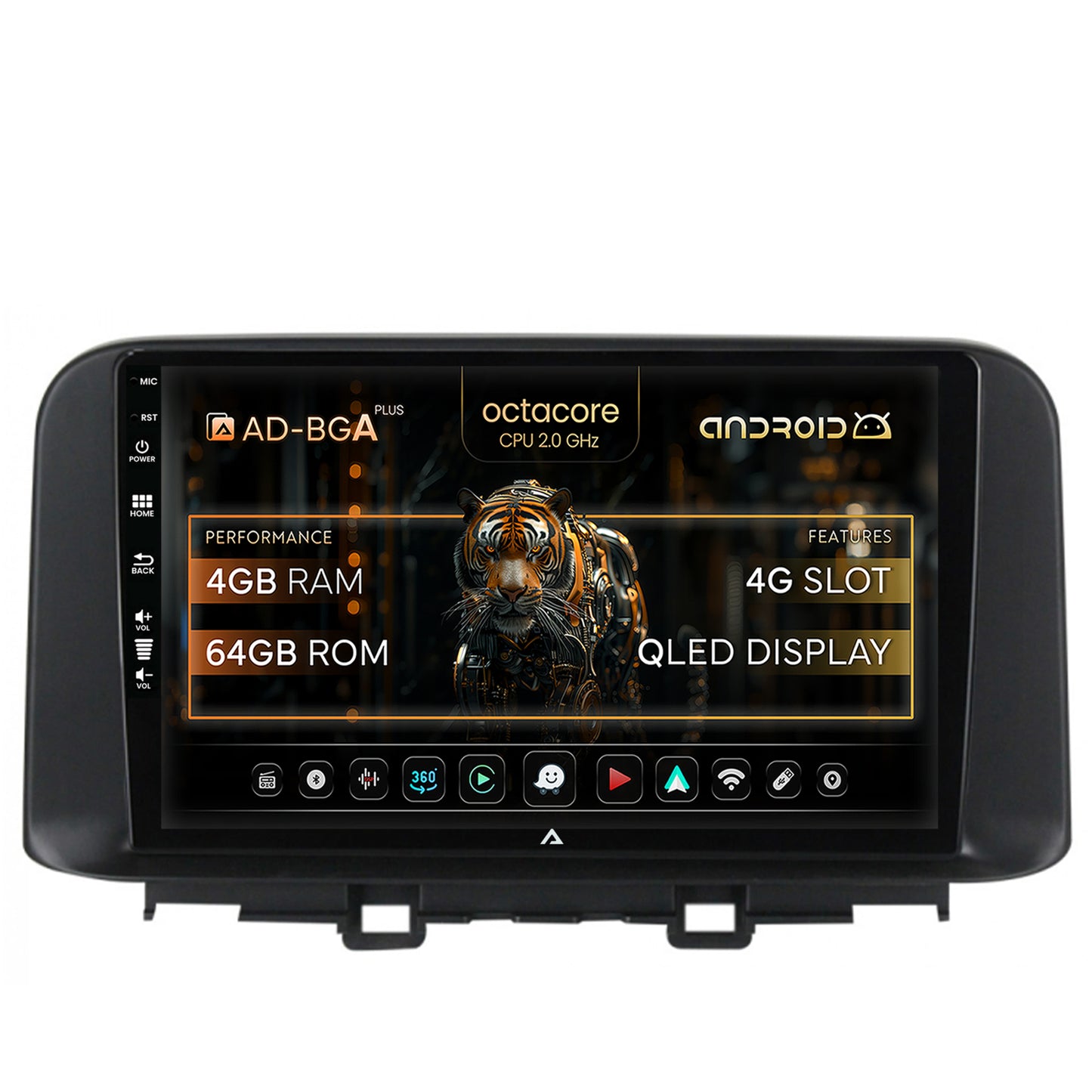 Navigatie Hyundai Kona (2018+), Android, A-Octacore / 4GB RAM + 64GB ROM, 10.1 Inch - AD-BGA10004+AD-BGRKIT183V2