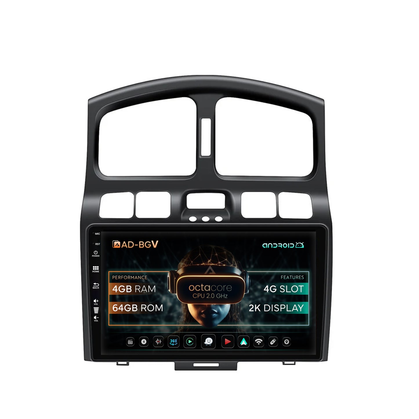 Navigatie Hyundai Santa Fe (2001-2005), Android, V-Octacore / 4GB RAM + 64GB ROM, 9.5 Inch - AD-BGV9004+AD-BGRKIT210V2