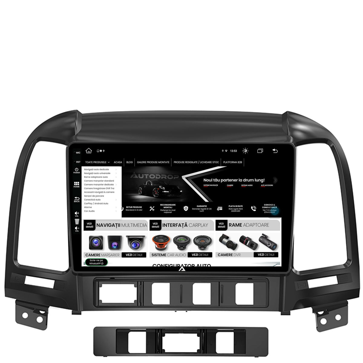 Navigatie Hyundai Santa Fe (2006-2012), Android, Z-Octacore / 8GB RAM + 256GB ROM, 9 Inch - AD-BGZ9008+AD-BGRKIT210