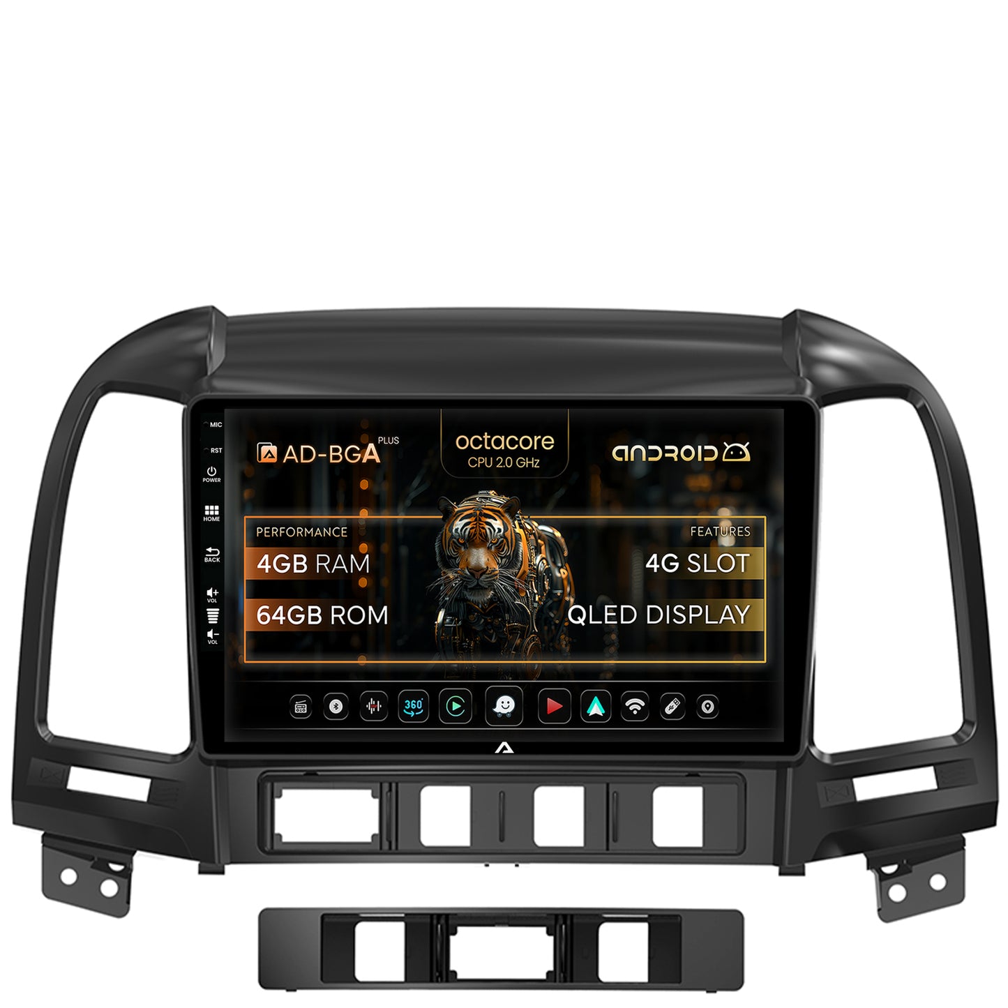 Navigatie Hyundai Santa Fe (2006-2012), Android, A-Octacore / 4GB RAM + 64GB ROM, 9 Inch - AD-BGA9004+AD-BGRKIT210