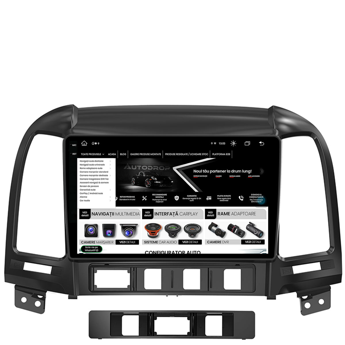 Navigatie Hyundai Santa Fe (2006-2012), Android, V-Octacore / 4GB RAM + 64GB ROM, 9.5 Inch - AD-BGV9004+AD-BGRKIT210