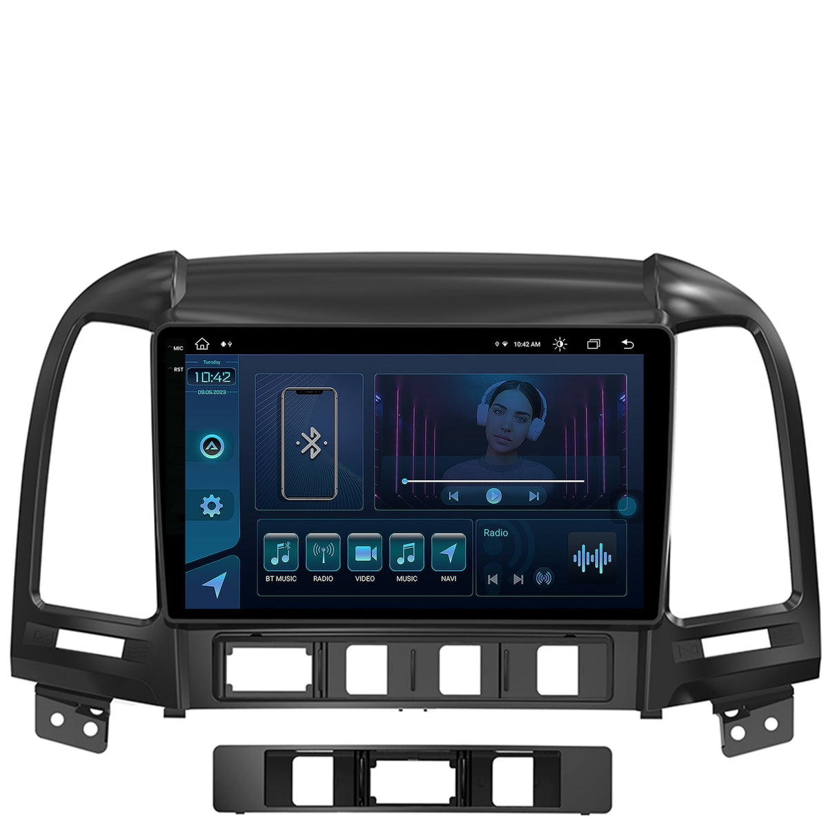 Navigatie Hyundai Santa Fe (2006-2012), Android, X-Octacore / 8GB RAM + 256GB ROM, 9.5 Inch - AD-BGX9008+AD-BGRKIT210