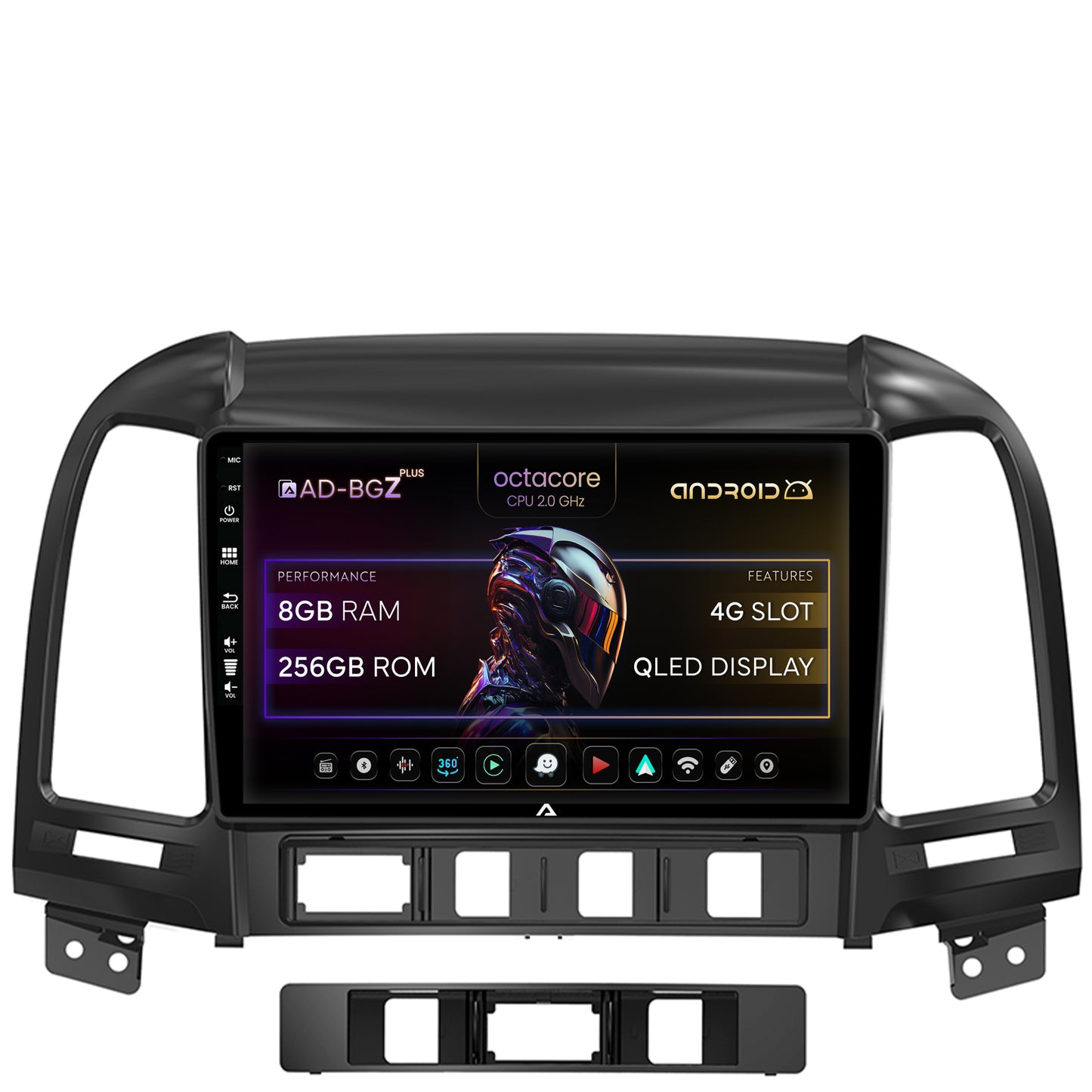 Navigatie Hyundai Santa Fe (2006-2012), Android, Z-Octacore / 8GB RAM + 256GB ROM, 9 Inch - AD-BGZ9008+AD-BGRKIT210
