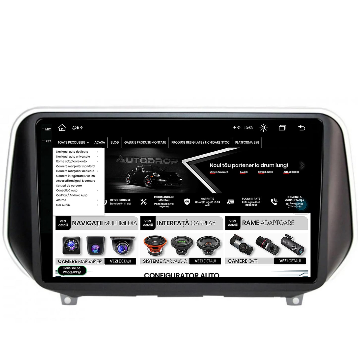 Navigatie Hyundai Santa Fe (2018-Prezent), Android, V-Octacore / 4GB RAM + 64GB ROM, 9.5 Inch - AD-BGV9004+AD-BGRKIT223