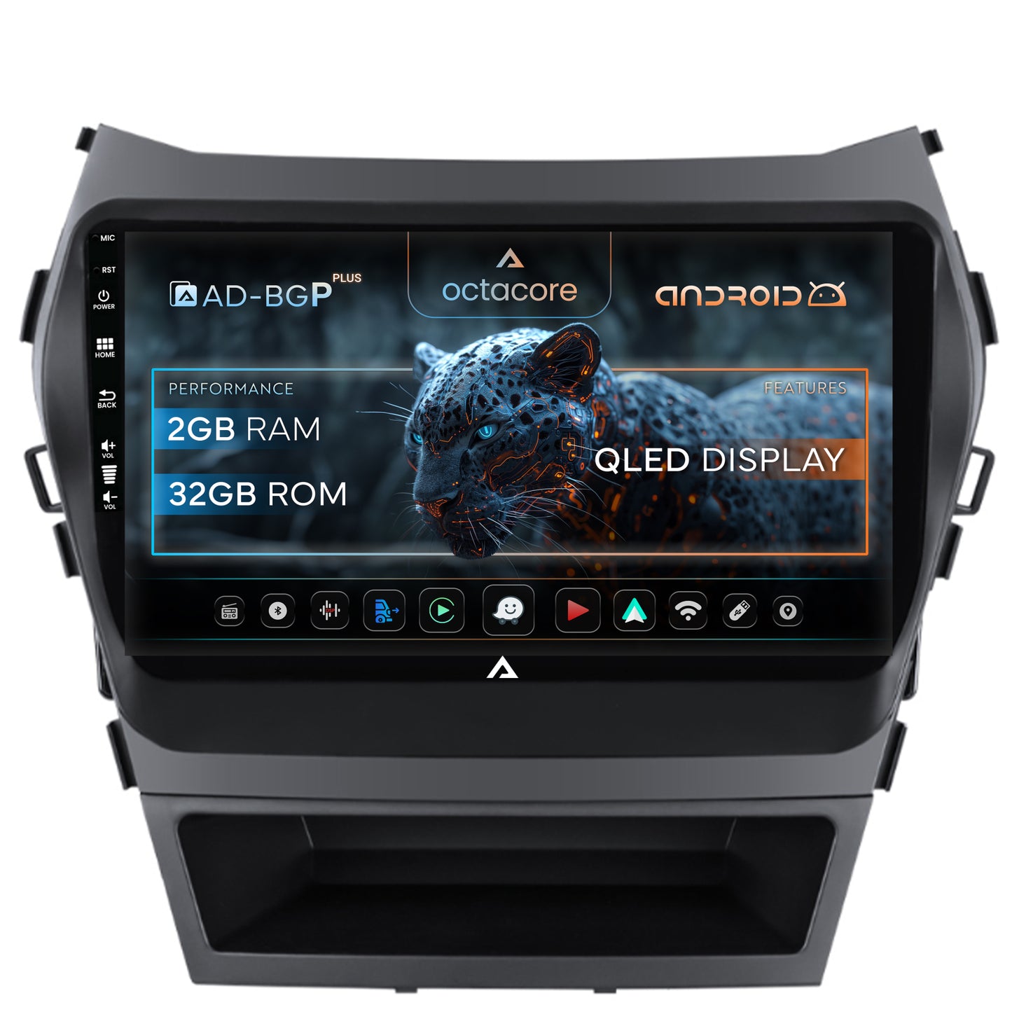 Navigatie Hyundai Santa Fe IX45 (2013-2017), Android, P-Octacore / 2GB RAM + 32GB ROM, 9 Inch - AD-BGP9002+AD-BGRKIT182