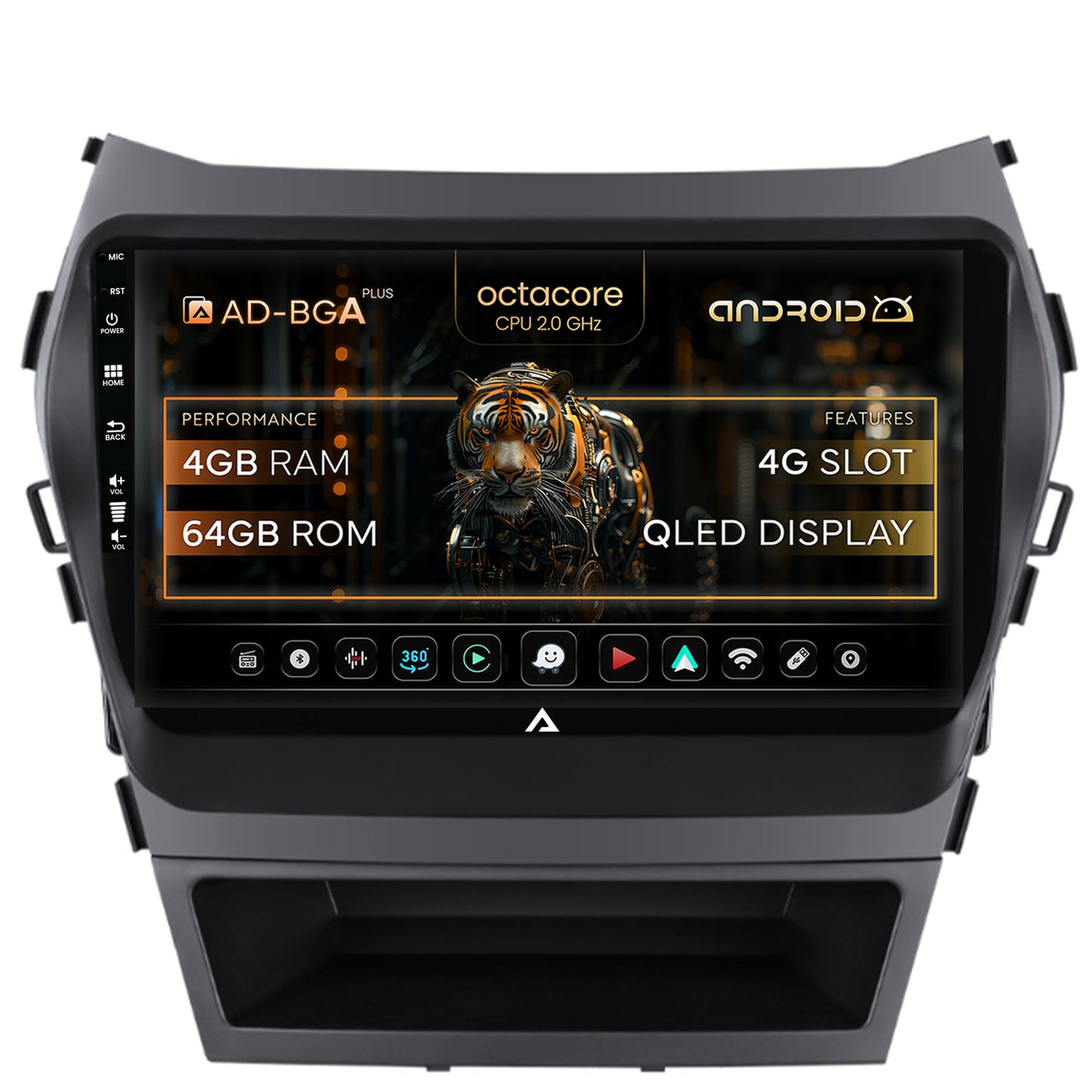Navigatie Hyundai Santa Fe IX45 (2013-2017), Android, A-Octacore / 4GB RAM + 64GB ROM, 9 Inch - AD-BGA9004+AD-BGRKIT182