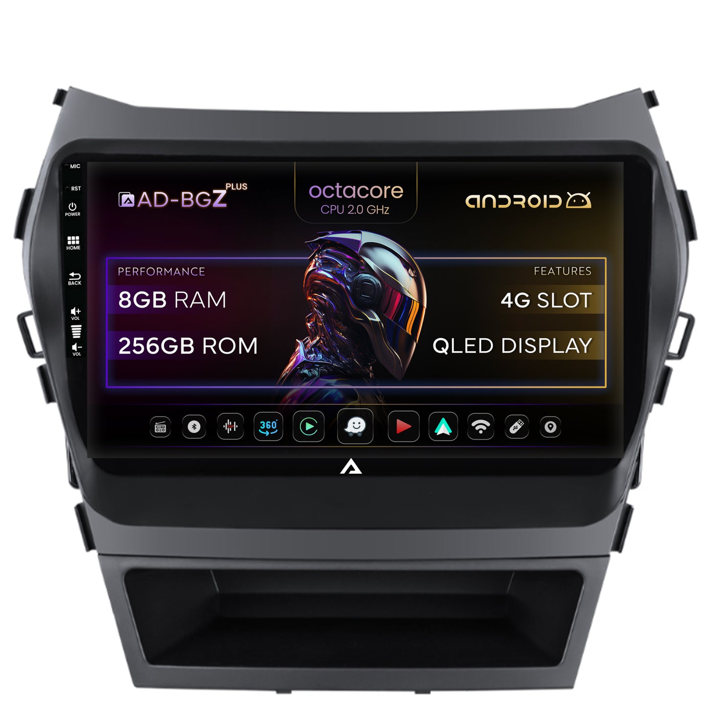 Navigatie Hyundai Santa Fe IX45 (2013-2017), Android, Z-Octacore / 8GB RAM + 256GB ROM, 9 Inch - AD-BGZ9008+AD-BGRKIT182