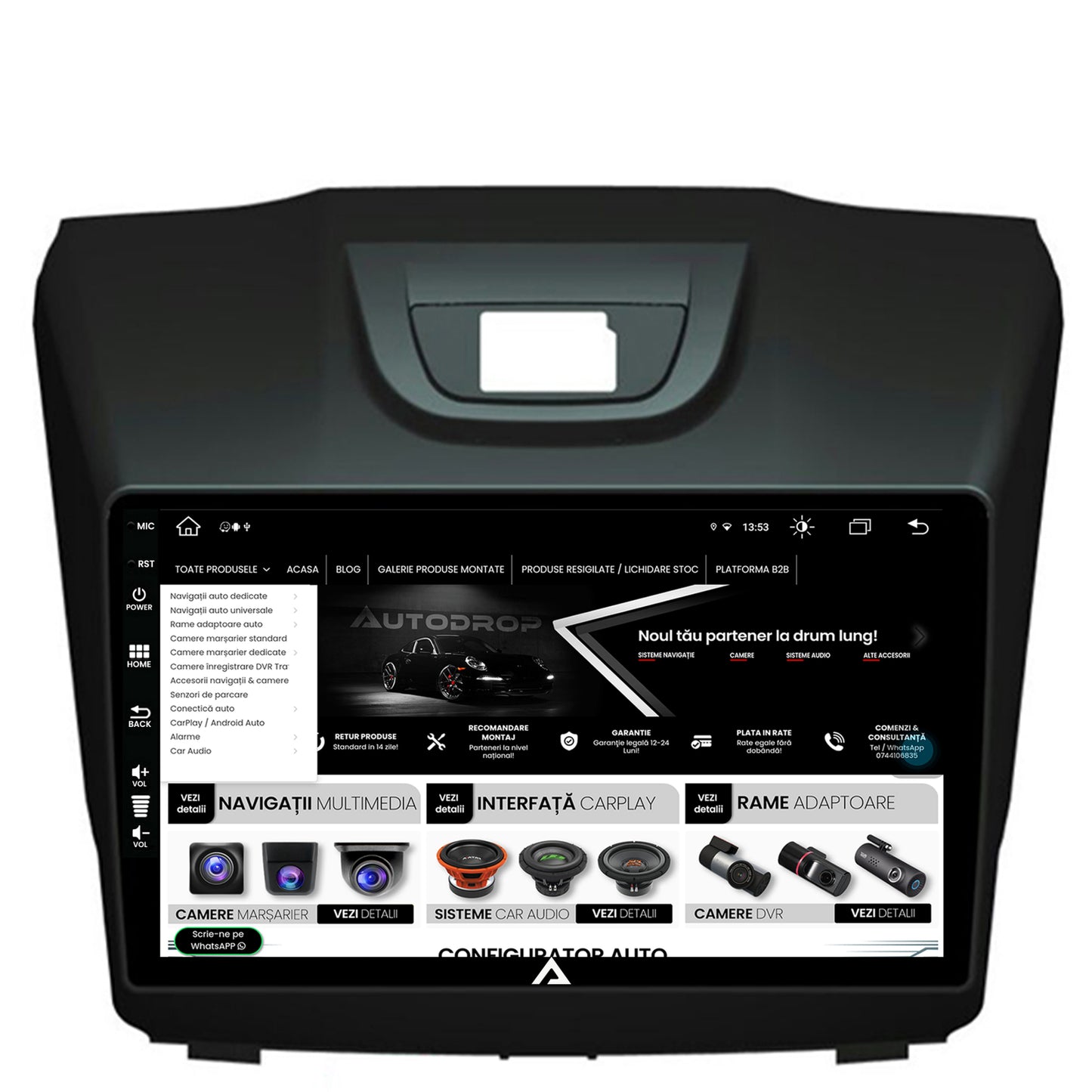 Navigatie Isuzu D-MAX (2015+), Android, Z-Octacore / 8GB RAM + 256GB ROM, 9 Inch - AD-BGZ9008+AD-BGRKIT311