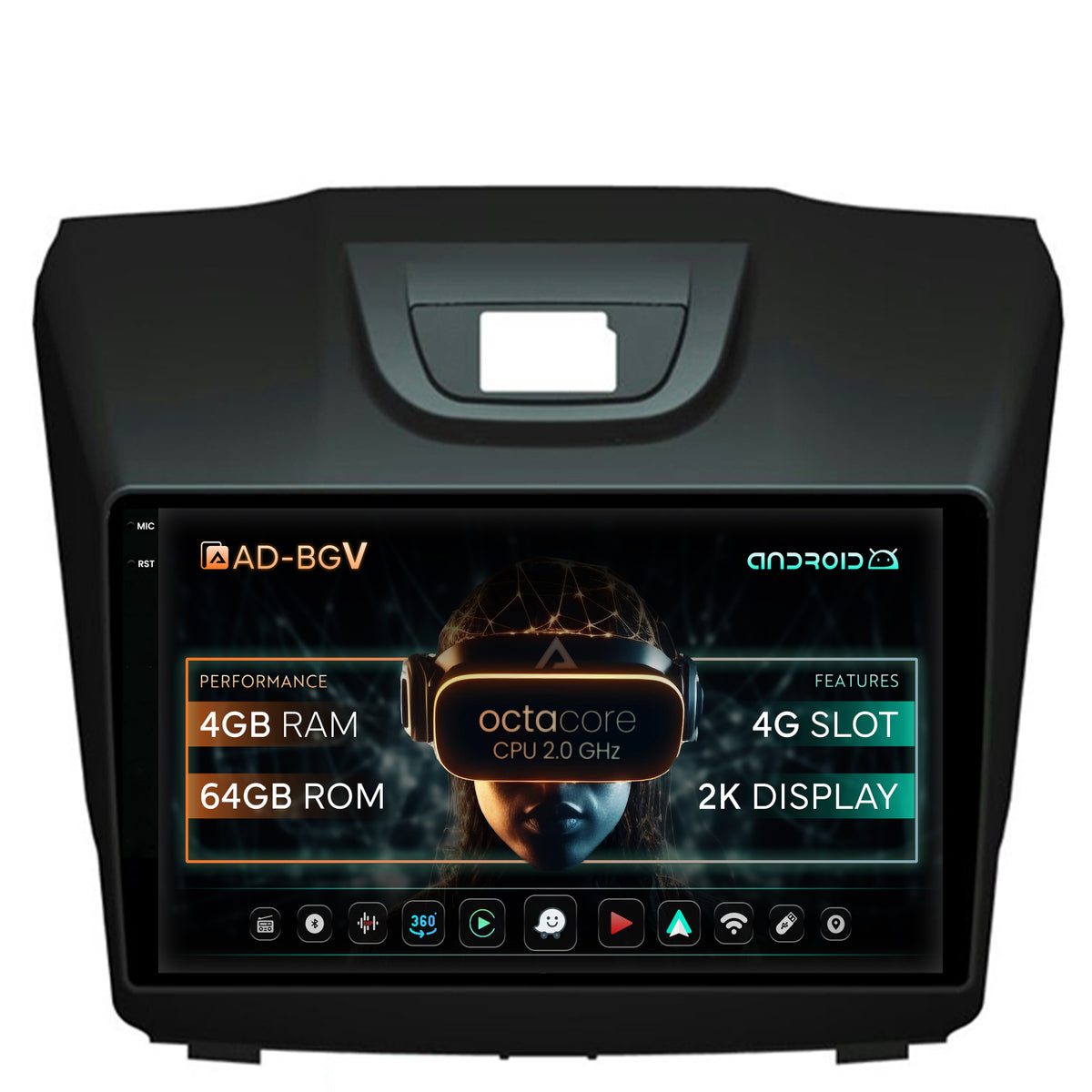 Navigatie Isuzu D-MAX (2015+), Android, V-Octacore / 4GB RAM + 64GB ROM, 9.5 Inch - AD-BGV9004+AD-BGRKIT311