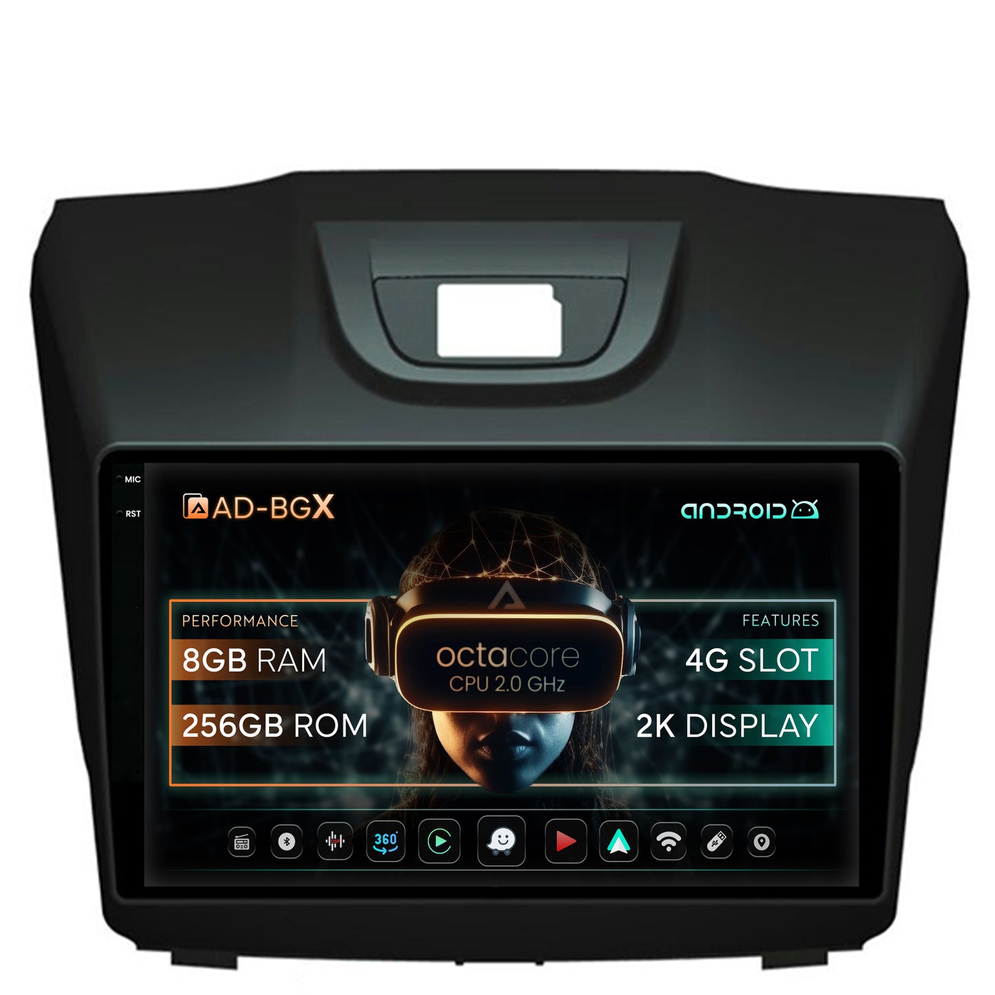 Navigatie Isuzu D-MAX (2015+), Android, X-Octacore / 8GB RAM + 256GB ROM, 9.5 Inch - AD-BGX9008+AD-BGRKIT311