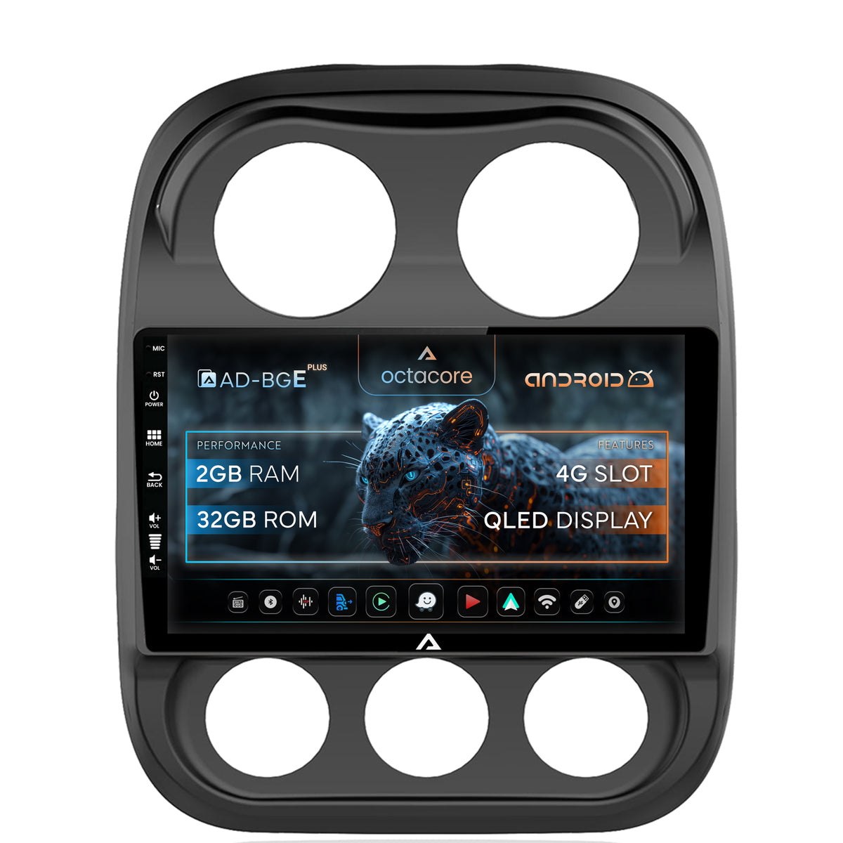 Navigatie Jeep Compass (2009-2016), Android, E-Octacore / 2GB RAM + 32GB ROM, 10.1 Inch - AD-BGE10002+AD-BGRKIT284