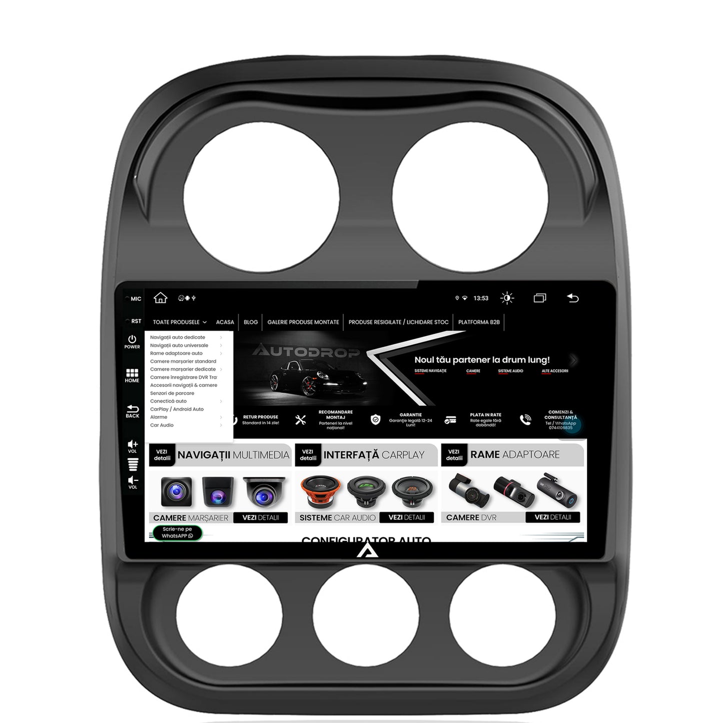 Navigatie Jeep Compass (2009-2016), Android, Z-Octacore / 8GB RAM + 256GB ROM, 10.1 Inch Inch - AD-BGZ10008+AD-BGRKIT284
