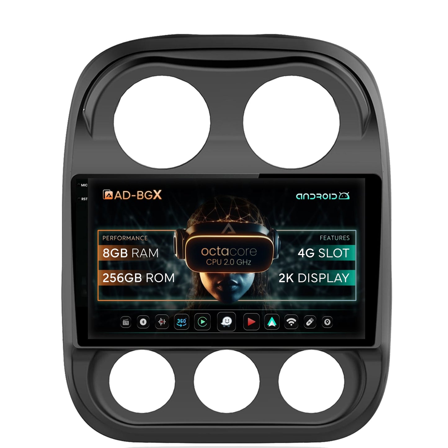 Navigatie Jeep Compass (2009-2016), Android, X-Octacore / 8GB RAM + 256GB ROM, 10.36 Inch Inch - AD-BGX10008+AD-BGRKIT284