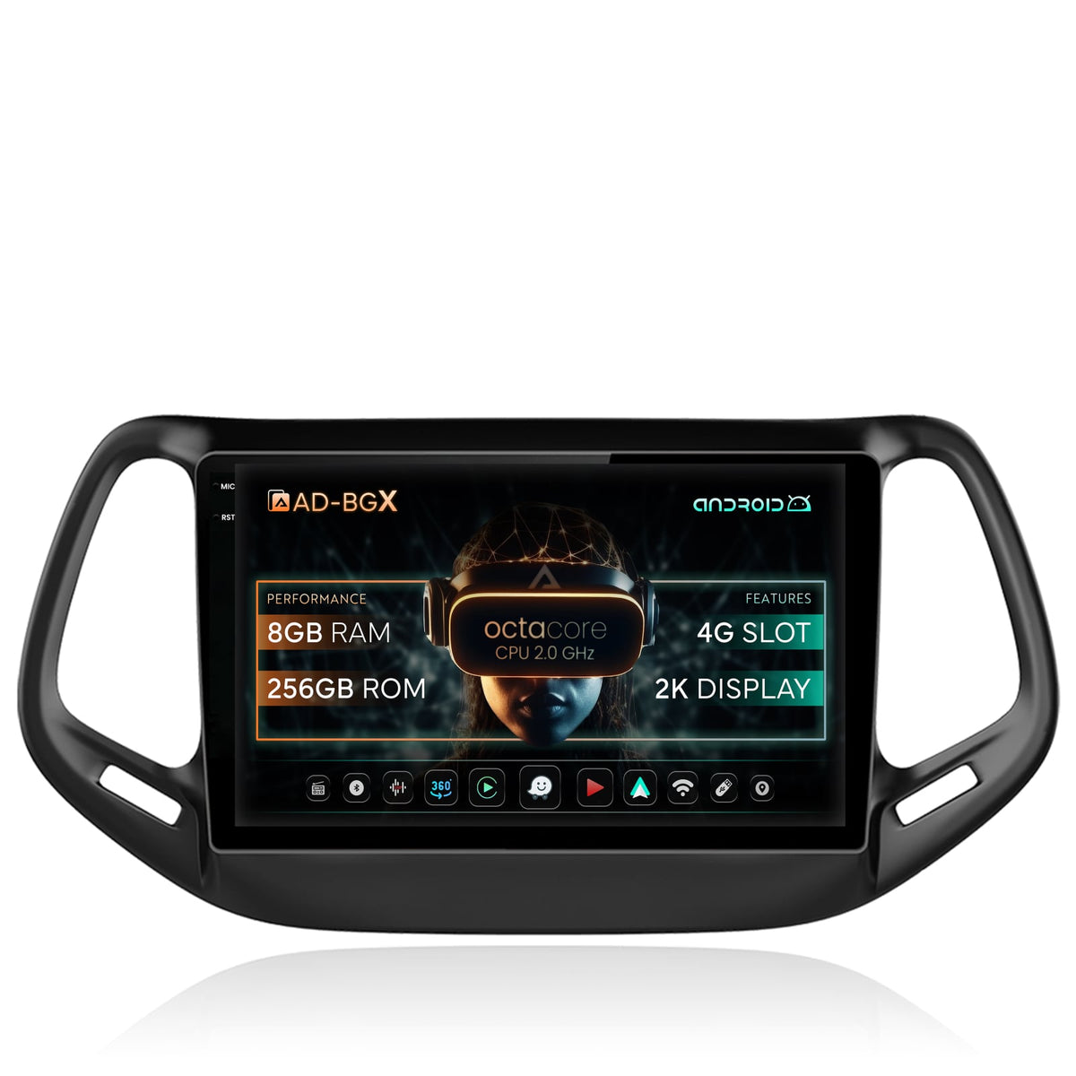 Navigatie Jeep Compass (2016+), Android, X-Octacore / 8GB RAM + 256GB ROM, 10.36 Inch - AD-BGX10008+AD-BGRKIT287