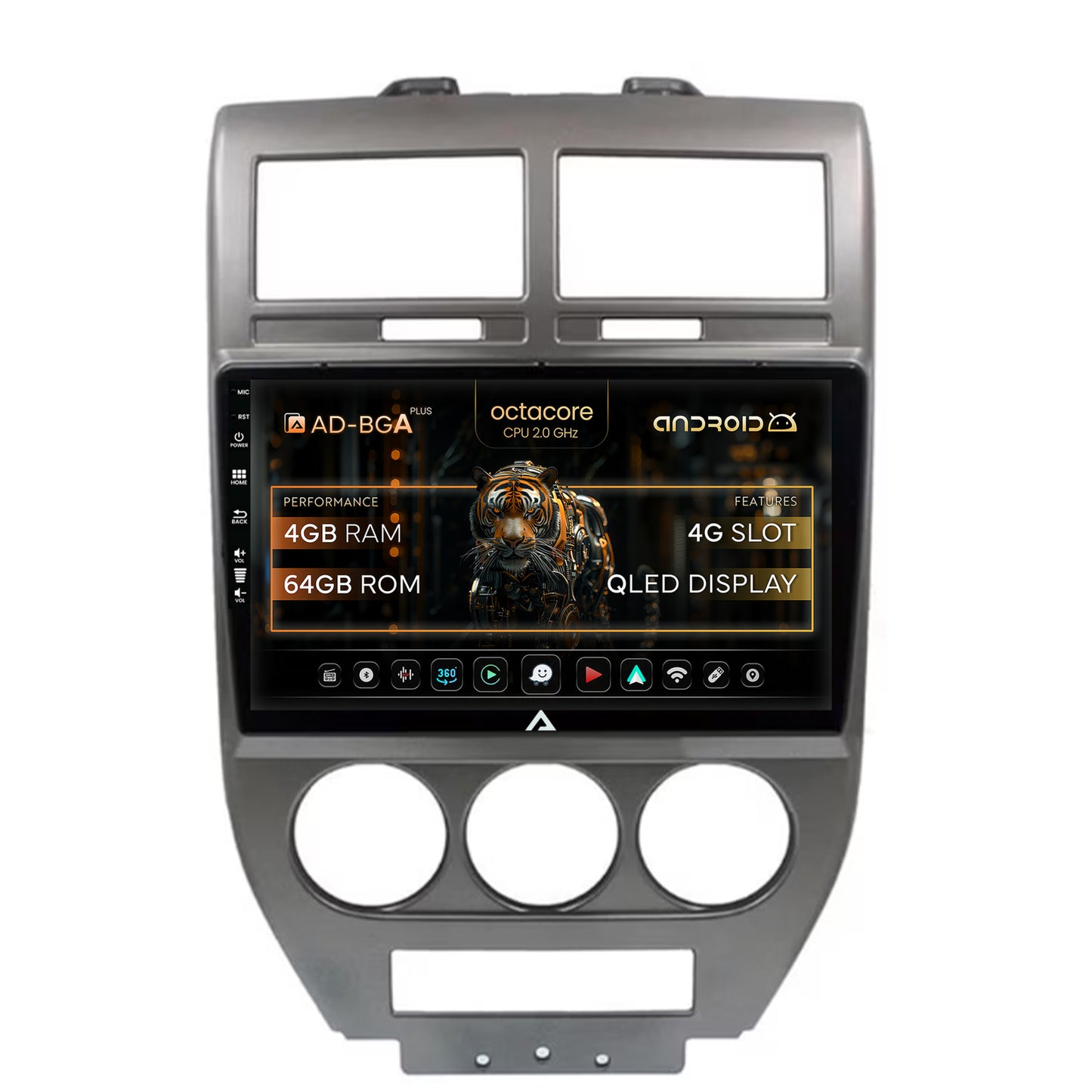 Navigatie Jeep Compass/Patriot (2006-2010), Android, A-Octacore / 4GB RAM + 64GB ROM, 10.1 Inch - AD-BGA10004+AD-BGRKIT295