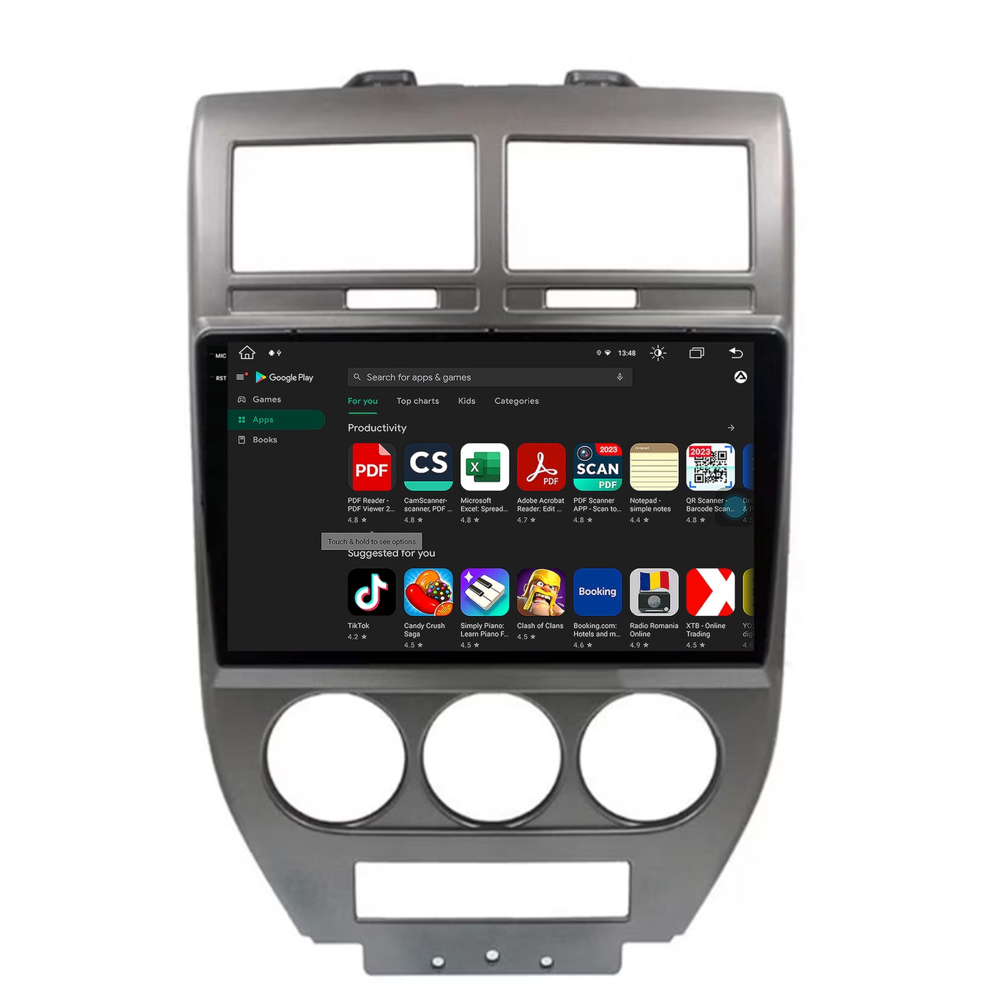 Navigatie Jeep Compass/Patriot (2006-2010), Android, V-Octacore / 4GB RAM + 64GB ROM, 10.36 Inch - AD-BGV10004+AD-BGRKIT295