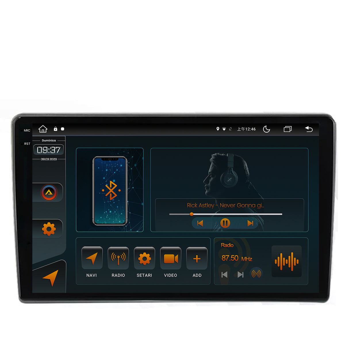 Navigatie Jeep/Dodge/ Chrysler Universal, Android, V-Octacore / 4GB RAM + 64GB ROM, 10.36 Inch - AD-BGV10004+AD-BGRKIT291