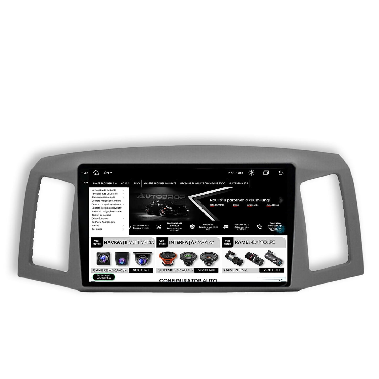 Navigatie Jeep Grand Cherokee (2004-2007), Android, X-Octacore / 8GB RAM + 256GB ROM, 10.36 Inch - AD-BGX10008+AD-BGRKIT297v2