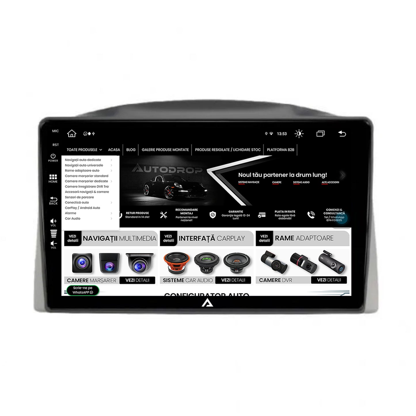 Navigatie Jeep Grand Cherokee (2005-2007), Android, Z-Octacore / 8GB RAM + 256GB ROM, 10.1 Inch - AD-BGZ10008+AD-BGRKIT283
