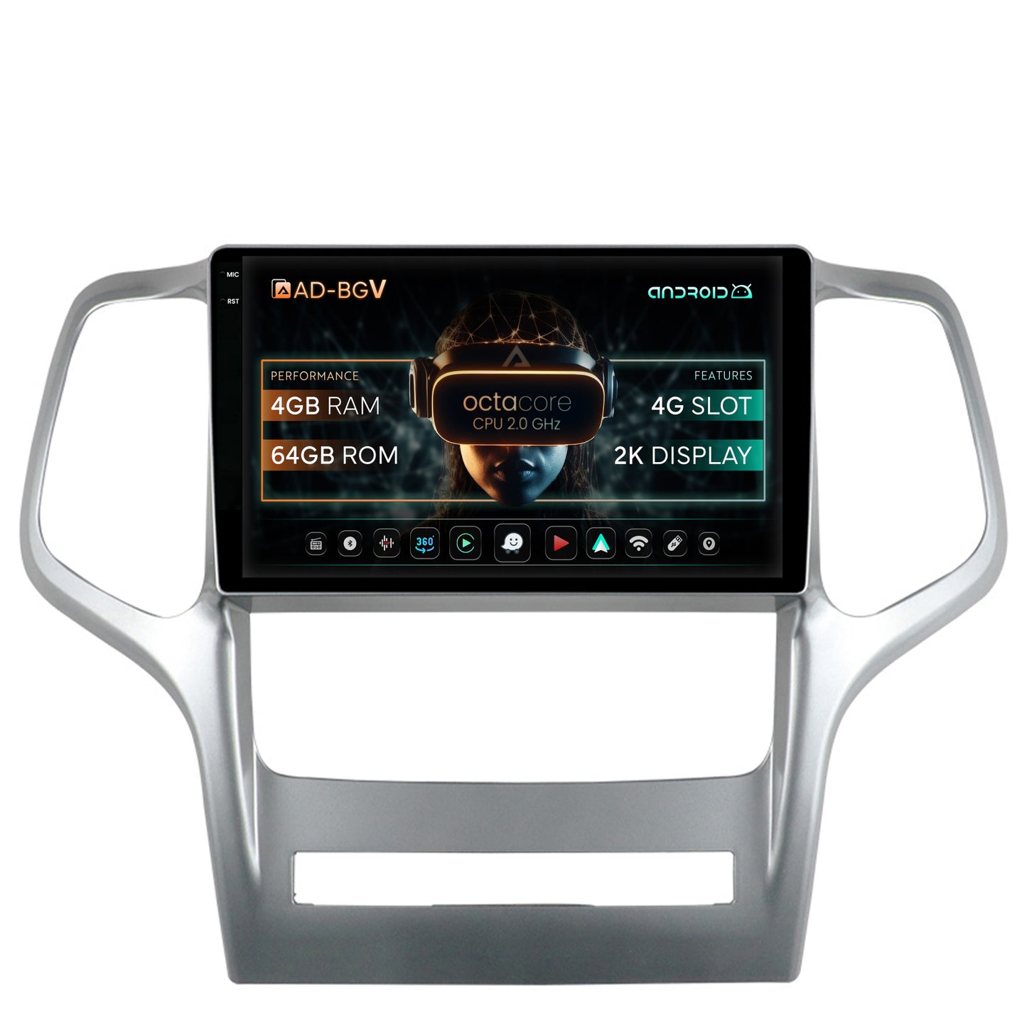 Navigatie Jeep Grand Cherokee (2010-2013), Android, V-Octacore / 4GB RAM + 64GB ROM, 9.5 Inch - AD-BGV9004+AD-BGRKIT297