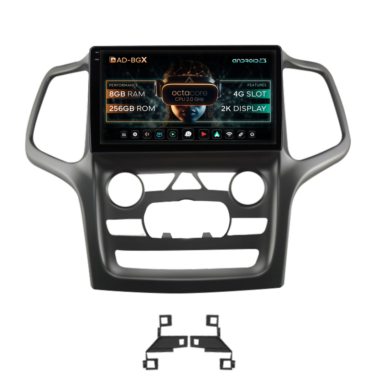 Navigatie Jeep Grand Cherokee (2014-2022), Android, X-Octacore / 8GB RAM + 256GB ROM, 9.5 Inch - AD-BGX9008+AD-BGRKIT272