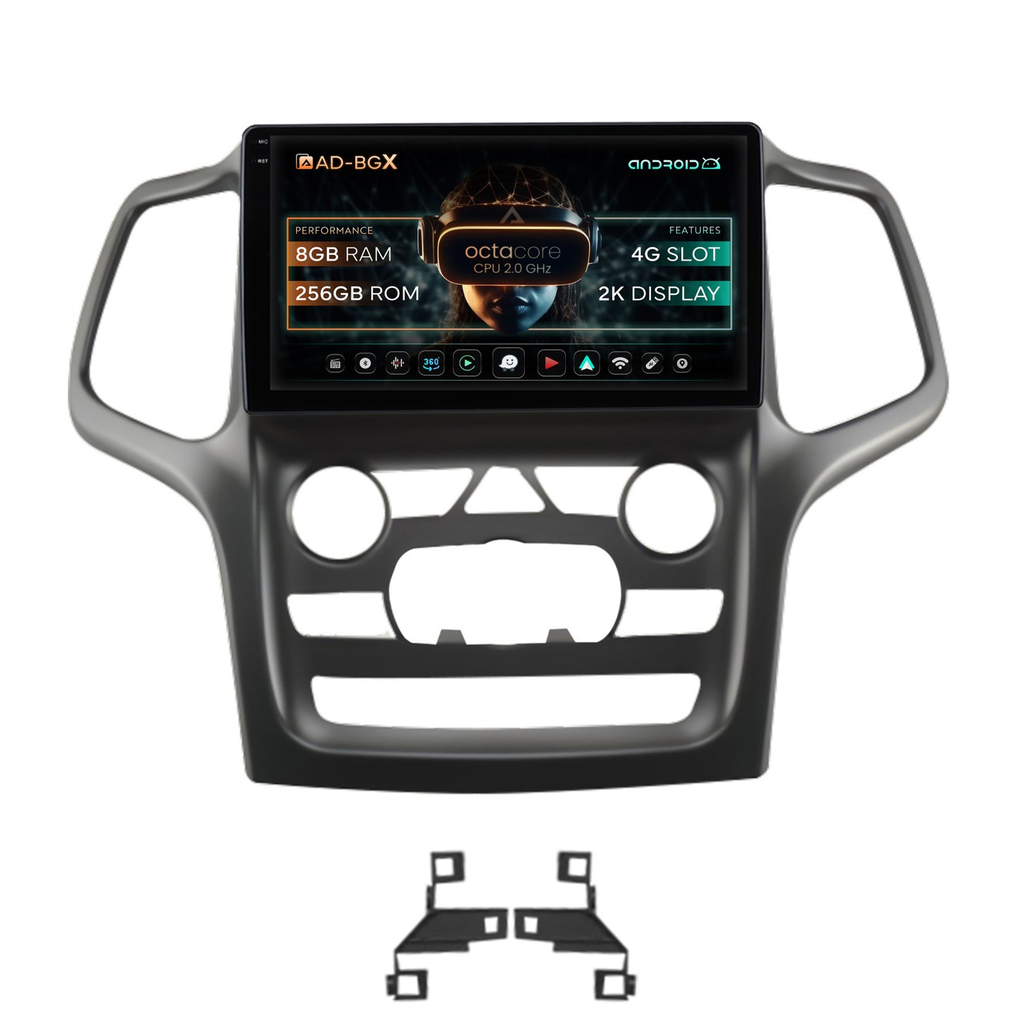 Navigatie Jeep Grand Cherokee (2014-2022), Android, X-Octacore / 8GB RAM + 256GB ROM, 9.5 Inch - AD-BGX9008+AD-BGRKIT272