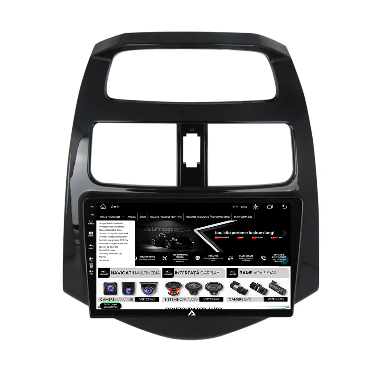 Navigatie Daewoo Matiz / Chevrolet Spark (2010-2014), Android, Z-Octacore / 8GB RAM + 256GB ROM, 9 Inch - AD-BGZ9008+AD-BGRKIT243