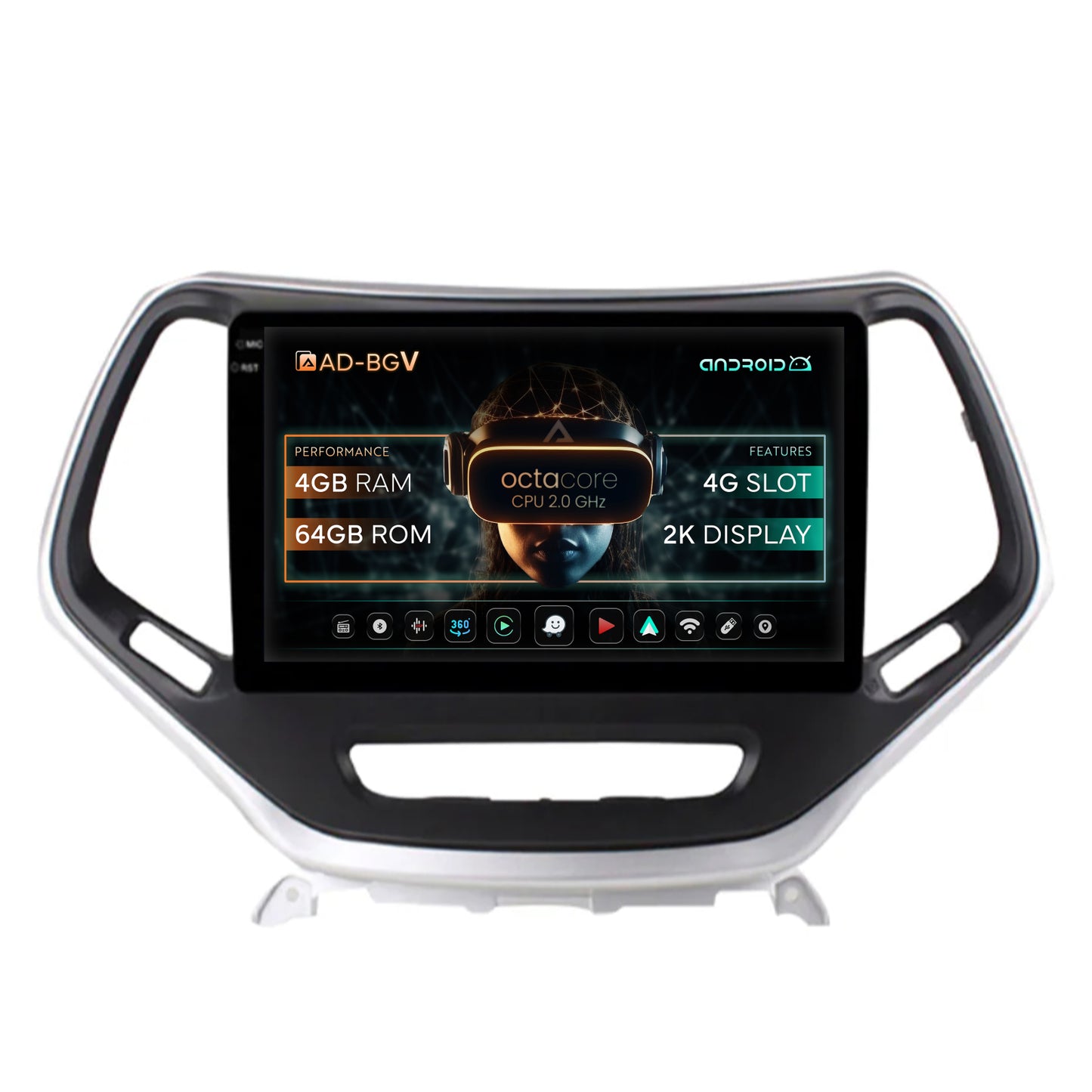 Navigatie Jeep Grand Cherokee (2015+), Android, V-Octacore / 4GB RAM + 64GB ROM, 10.36 Inch - AD-BGV100042k+AD-BGRKIT285