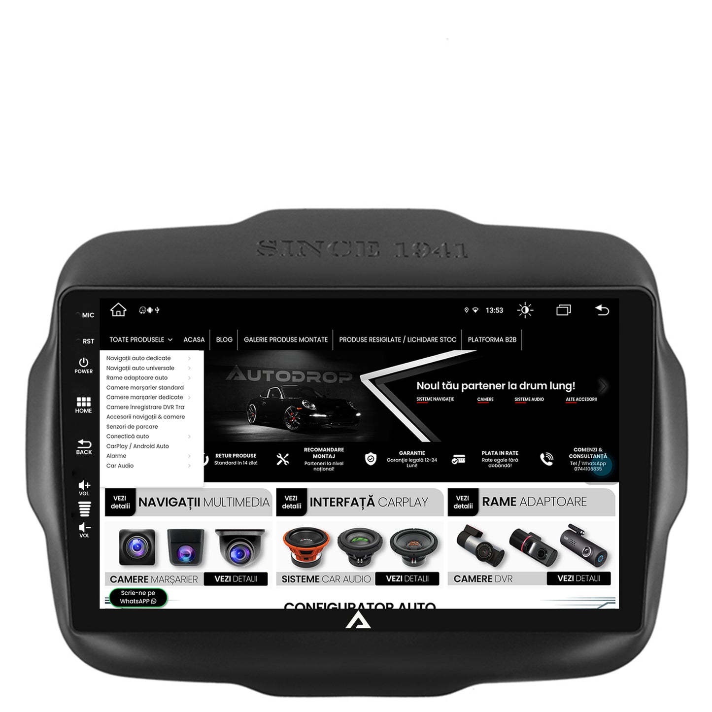 Navigatie Jeep Renegade (2014-2018), Android, Z-Octacore / 8GB RAM + 256GB ROM, 9 Inch - AD-BGZ9008+AD-BGRKIT286
