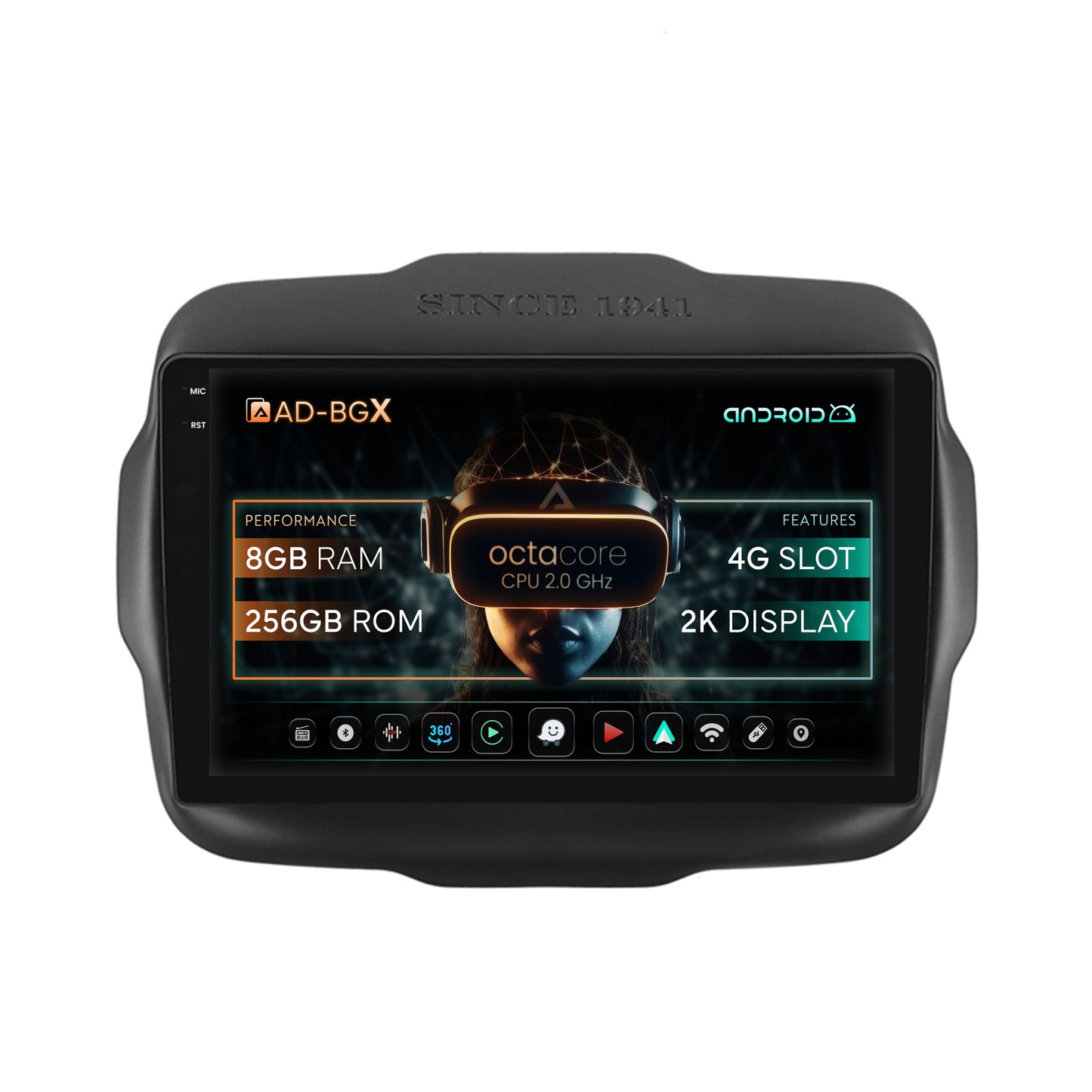 Navigatie Jeep Renegade (2014-2018), Android, X-Octacore / 8GB RAM + 256GB ROM, 9.5 Inch - AD-BGX9008+AD-BGRKIT286