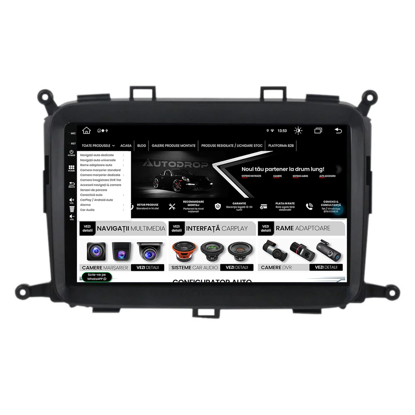 Navigatie Kia Carens (2012-2017), Android, Z-Octacore / 8GB RAM + 256GB ROM, 9 Inch - AD-BGZ9008+AD-BGRKIT220