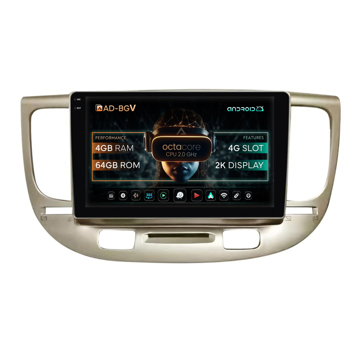Navigatie Kia Rio (2006-2011), Android, V-Octacore / 4GB RAM + 64GB ROM, 9.5 Inch - AD-BGV9004+AD-BGRKIT232