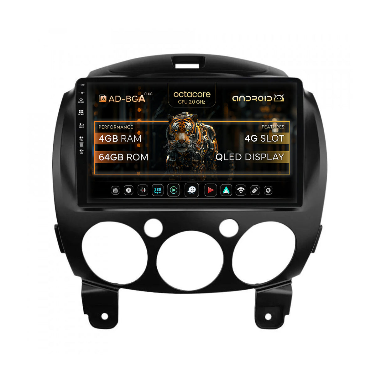 Navigatie Mazda 2 (2007-2014), Android, A-Octacore / 4GB RAM + 64GB ROM, 9 Inch - AD-BGA9004+AD-BGRKIT322 - Copie