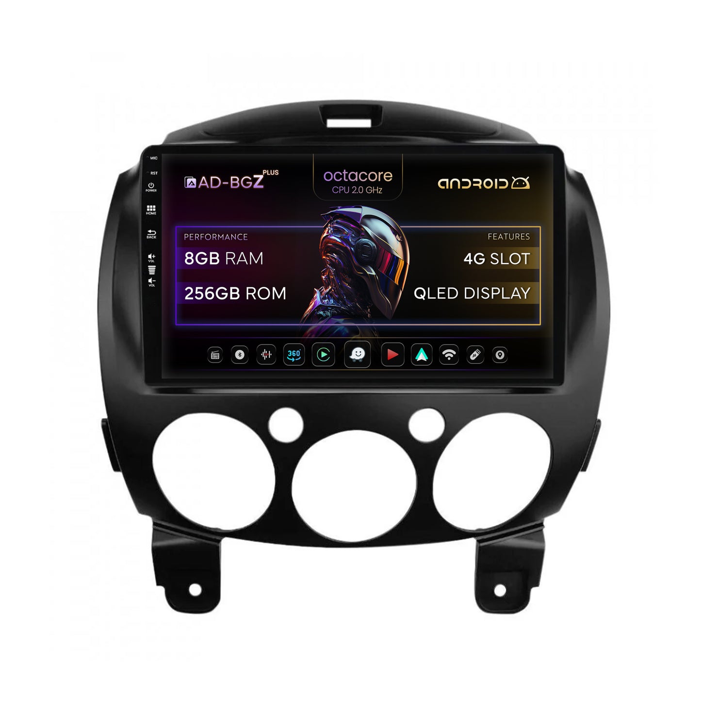 Navigatie Mazda 2 (2007-2014), Android, Z-Octacore / 8GB RAM + 256GB ROM, 9 Inch - AD-BGZ9008+AD-BGRKIT325