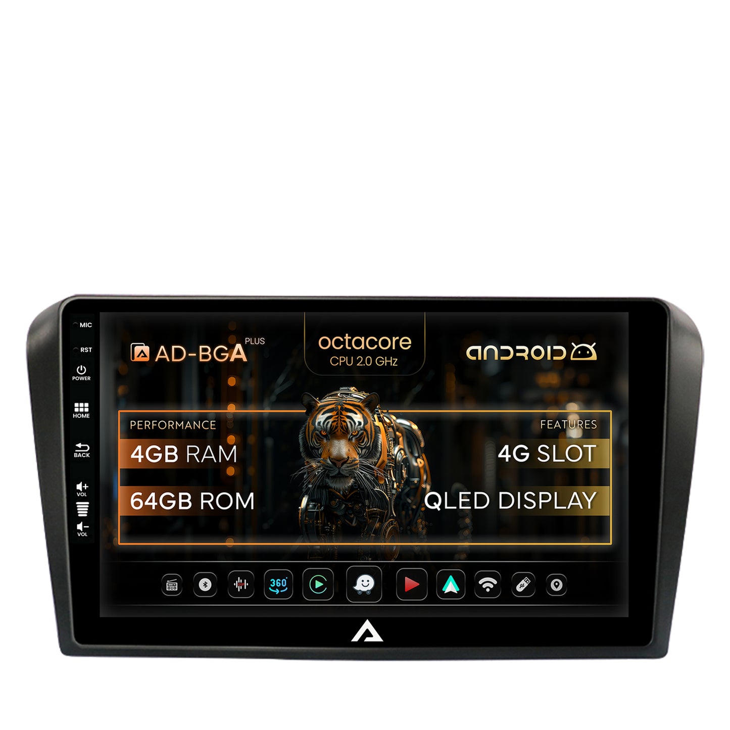 Navigatie Mazda 3 (2003-2009), Android, A-Octacore / 4GB RAM + 64GB ROM, 9 Inch - AD-BGA9004+AD-BGRKIT322