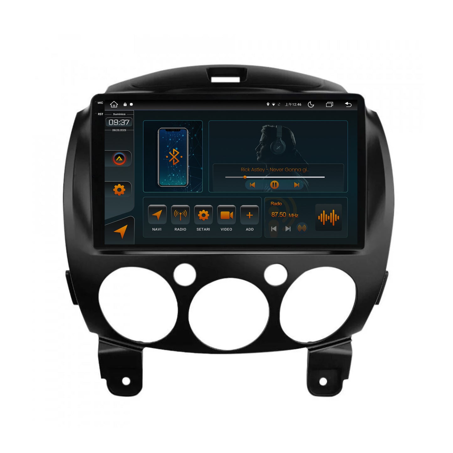 Navigatie Mazda 2 (2007-2014), Android, V-Octacore / 4GB RAM + 64GB ROM, 9.5 Inch - AD-BGV9004+AD-BGRKIT325