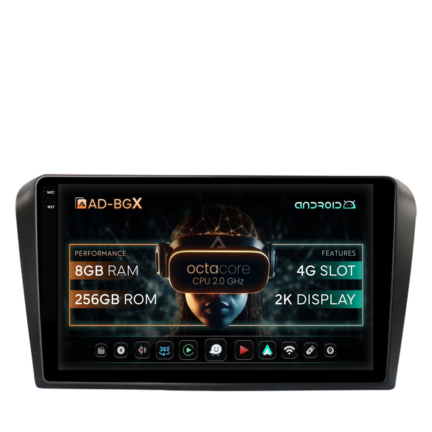 Navigatie Mazda 3 (2003-2009), Android, X-Octacore / 8GB RAM + 256GB ROM, 9.5 Inch - AD-BGX9008+AD-BGRKIT322