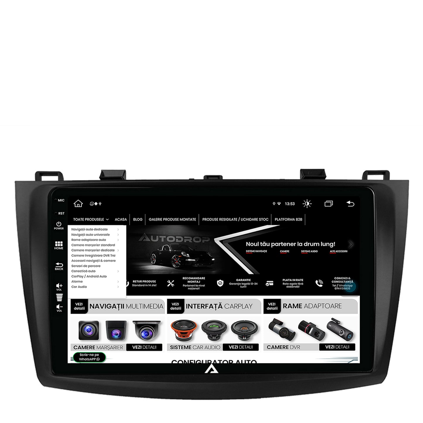 Navigatie Mazda 3 (2009-2013), Android, Z-Octacore / 8GB RAM + 256GB ROM, 9 Inch - AD-BGZ9008+AD-BGRKIT320