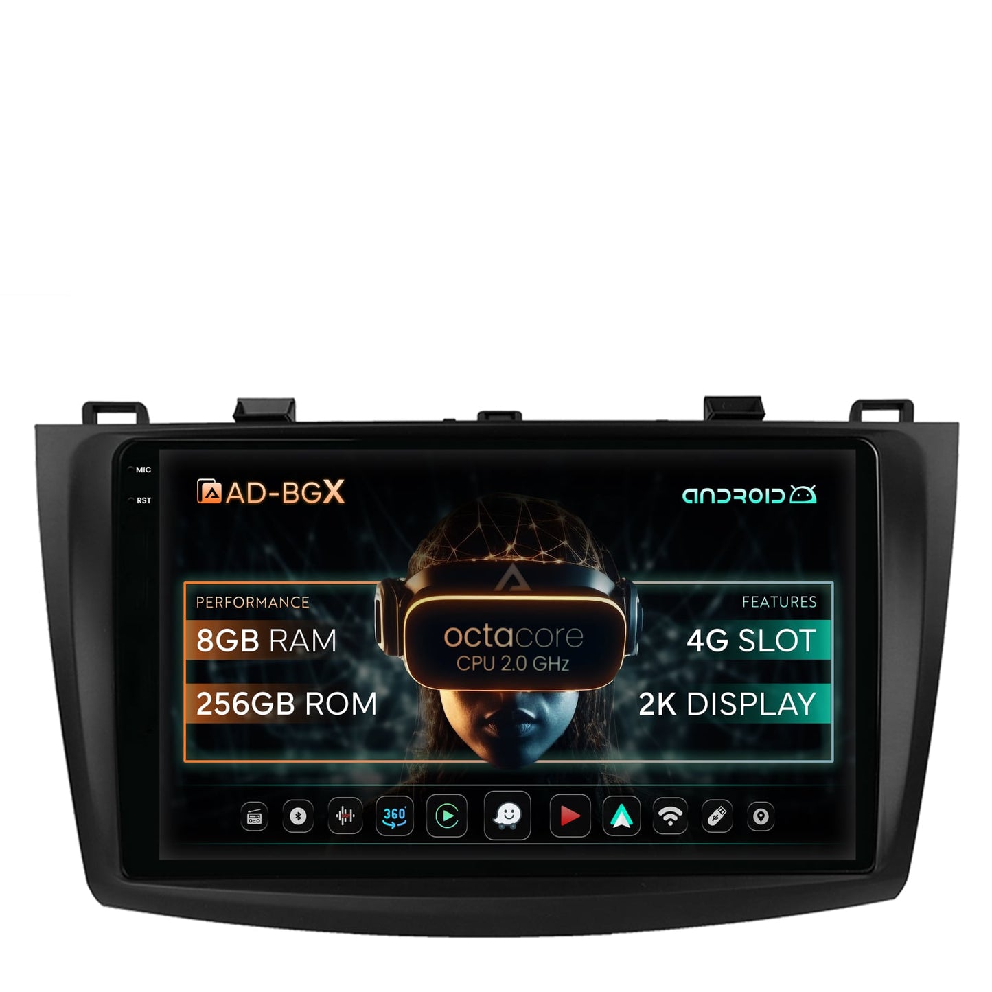 Navigatie Mazda 3 (2009-2013), Android, X-Octacore / 8GB RAM + 256GB ROM, 9.5 Inch - AD-BGX9008+AD-BGRKIT320