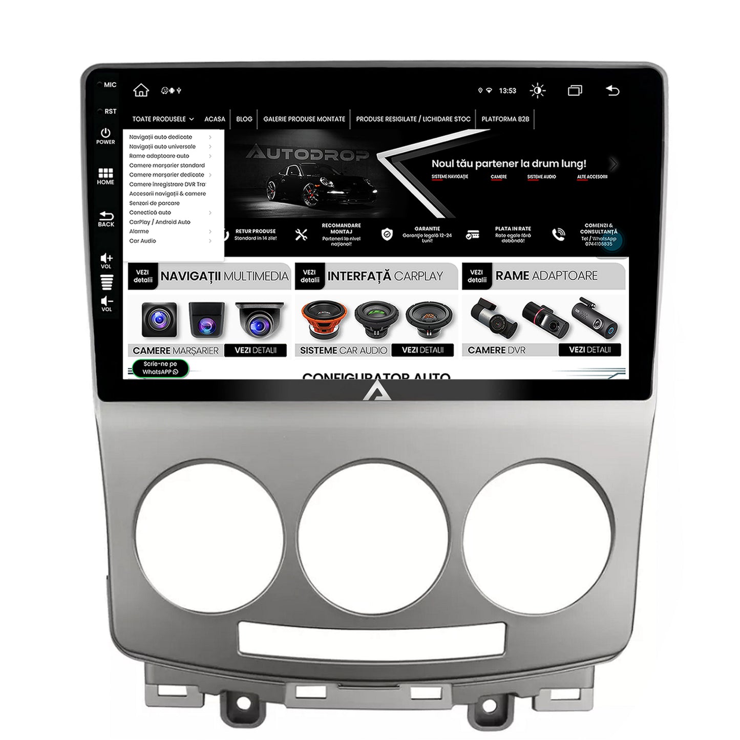 Navigatie Mazda 5 (2005-2010), Android, Z-Octacore / 8GB RAM + 256GB ROM, 9 Inch - AD-BGZ9008+AD-BGRKIT324