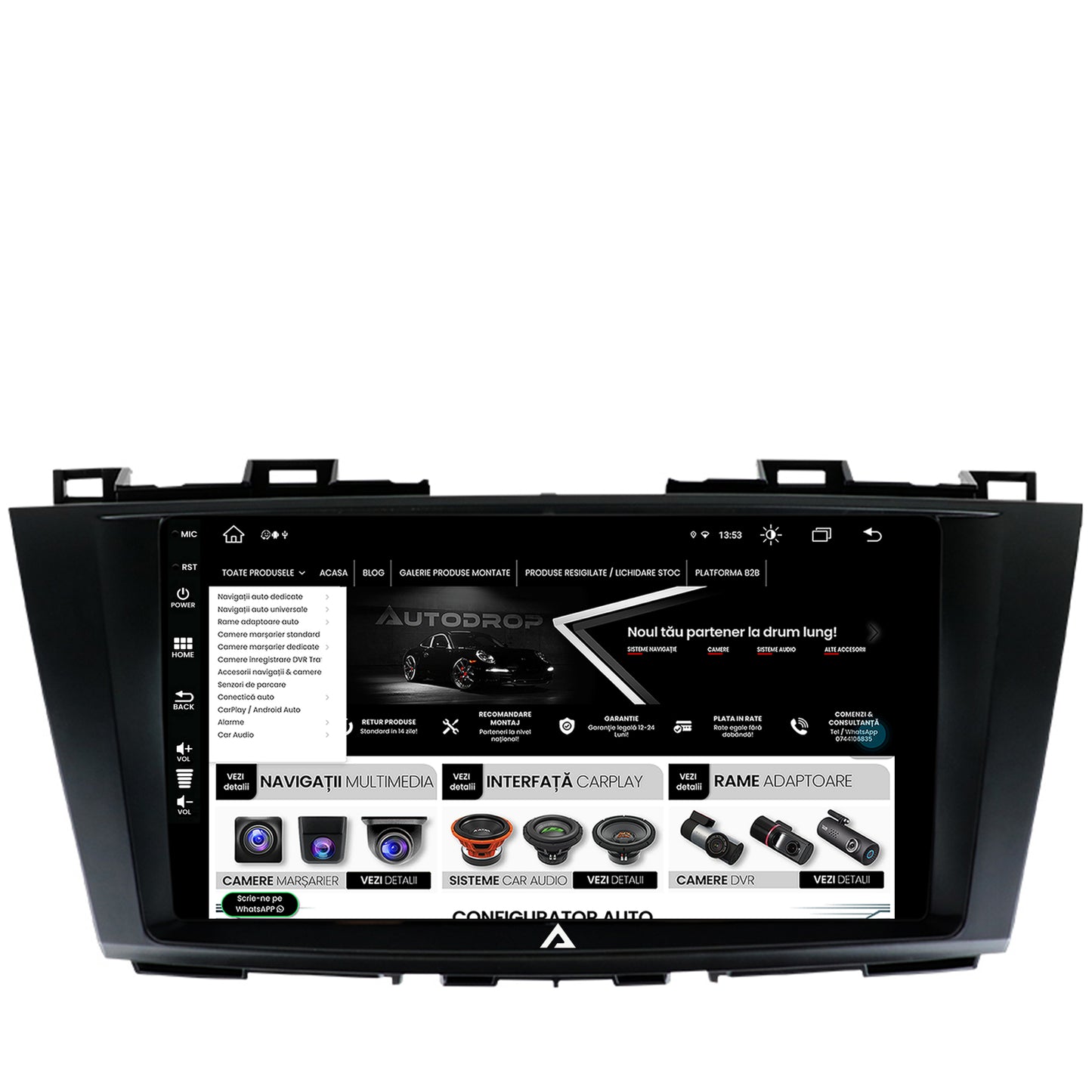 Navigatie Mazda 5 (2010-2015), Android, Z-Octacore / 8GB RAM + 256GB ROM, 9 Inch - AD-BGZ9008+AD-BGRKIT323