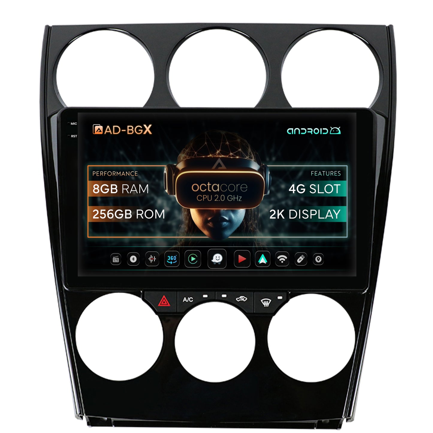 Navigatie Mazda 6 (2002-2008), Android, X-Octacore / 8GB RAM + 256GB ROM, 9.5 Inch - AD-BGX9008+AD-BGRKIT321