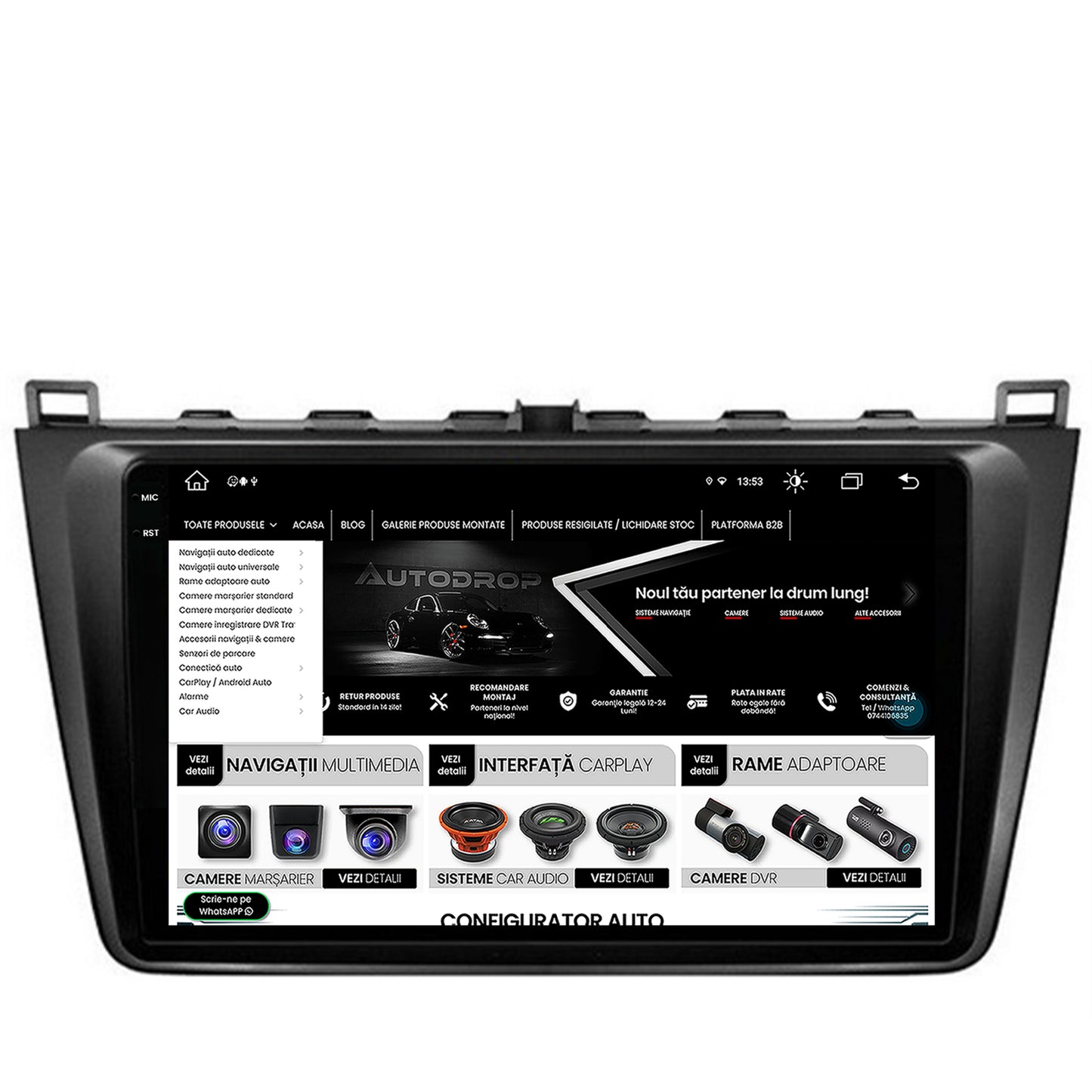 Navigatie Mazda 6 (2008-2013), Android, V-Octacore / 4GB RAM + 64GB ROM, 9.5 Inch - AD-BGV9004+AD-BGRKIT328
