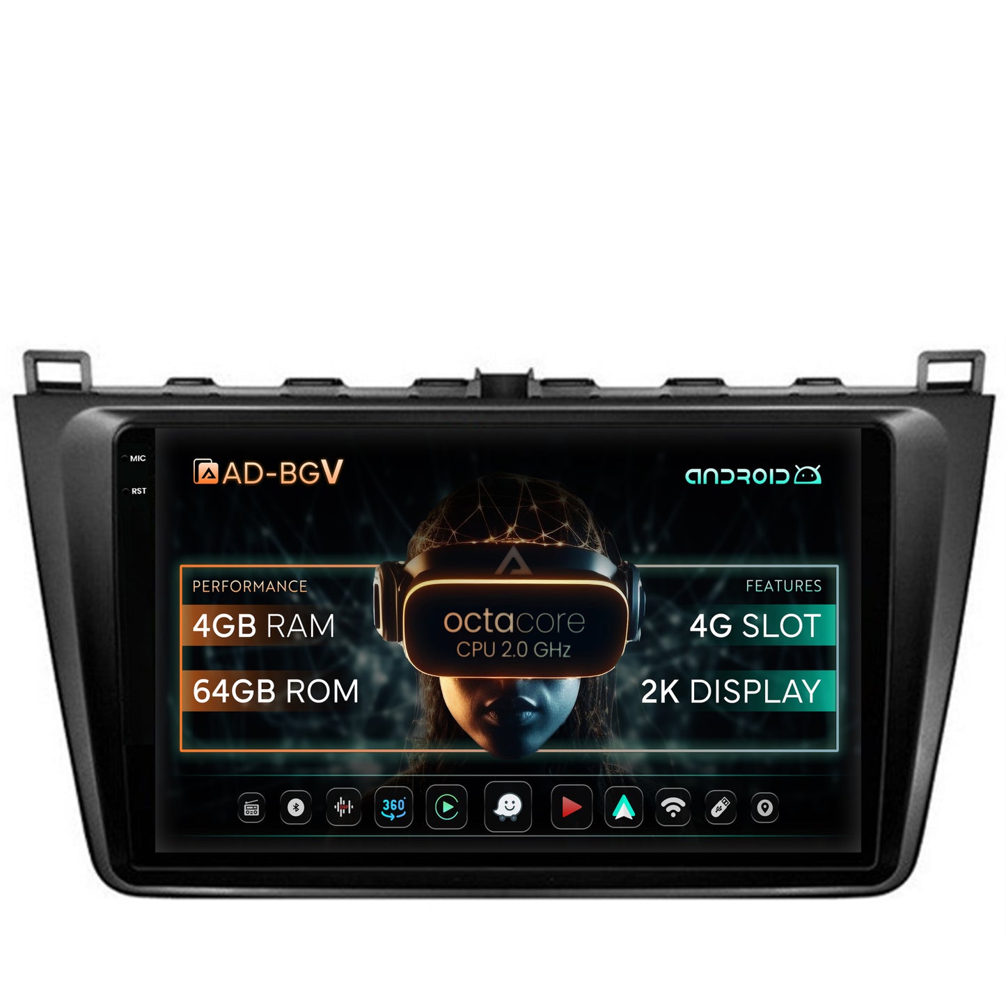 Navigatie Mazda 6 (2008-2013), Android, V-Octacore / 4GB RAM + 64GB ROM, 9.5 Inch - AD-BGV9004+AD-BGRKIT328