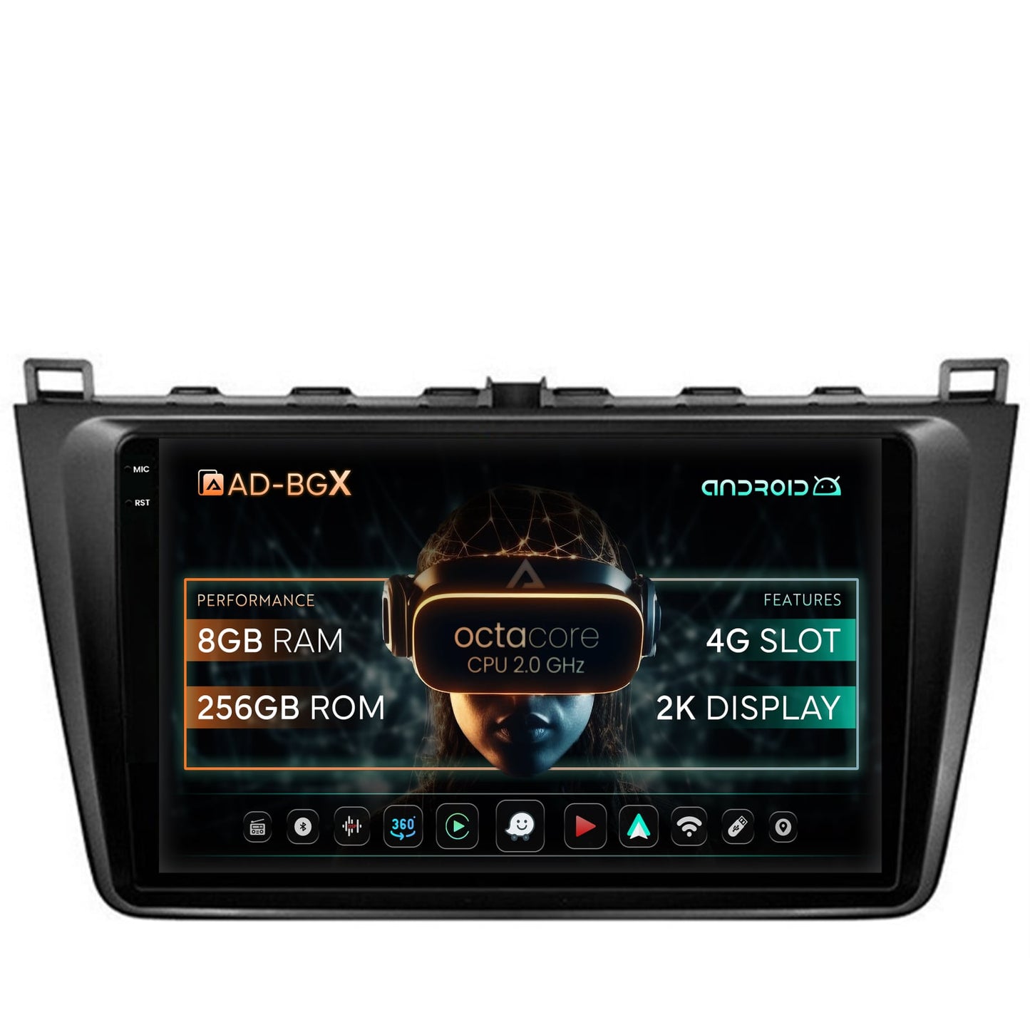 Navigatie Mazda 6 (2008-2013), Android, X-Octacore / 8GB RAM + 256GB ROM, 9.5 Inch - AD-BGX9008+AD-BGRKIT328