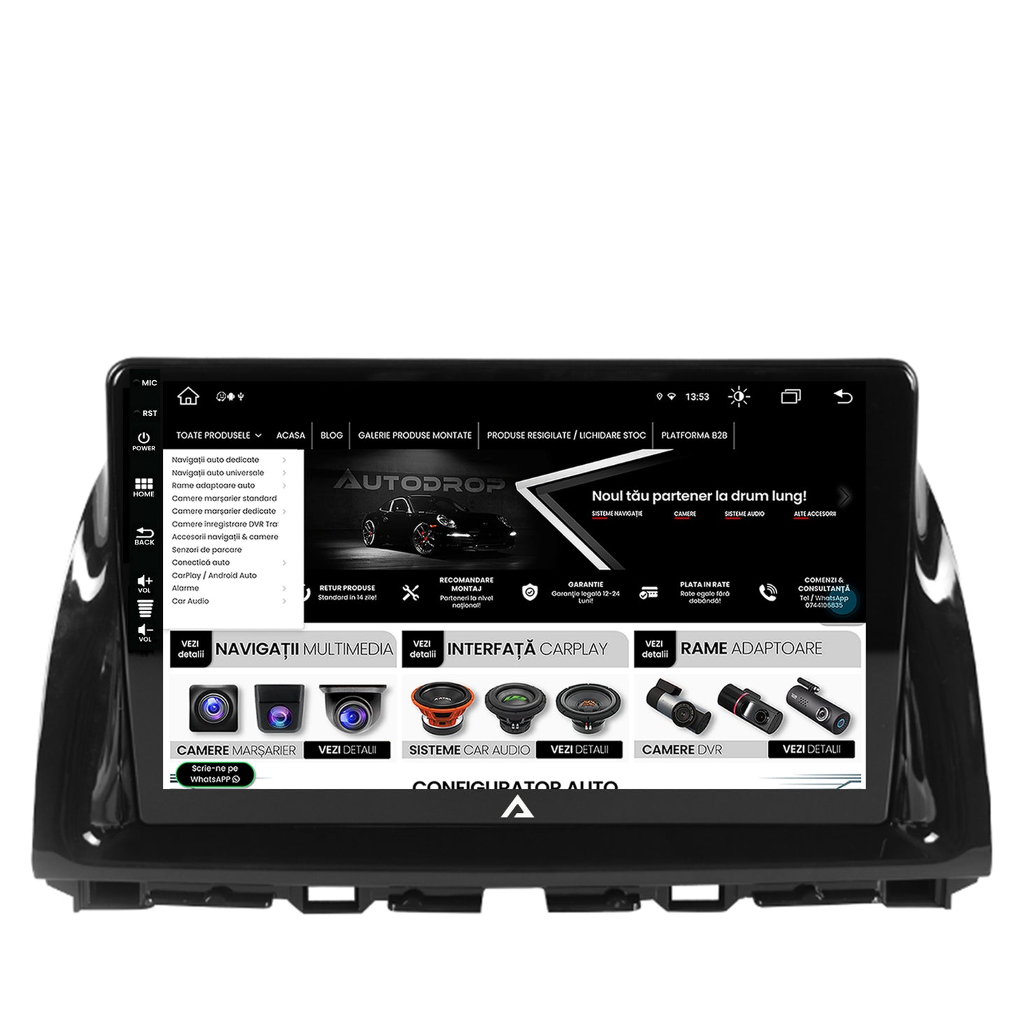 Navigatie Mazda CX-5 (2012-2015), Android, Z-Octacore / 8GB RAM + 256GB ROM, 10.1 Inch - AD-BGZ10008+AD-BGRKIT319