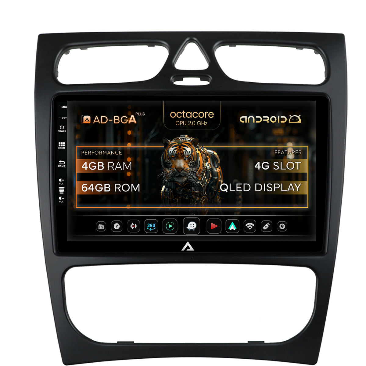 Navigatie Mercedes Benz C-Class W203 (2000-2005), Android, A-Octacore / 4GB RAM + 64GB ROM, 9 INCH - AD-BGA9004+AD-BGRKIT416