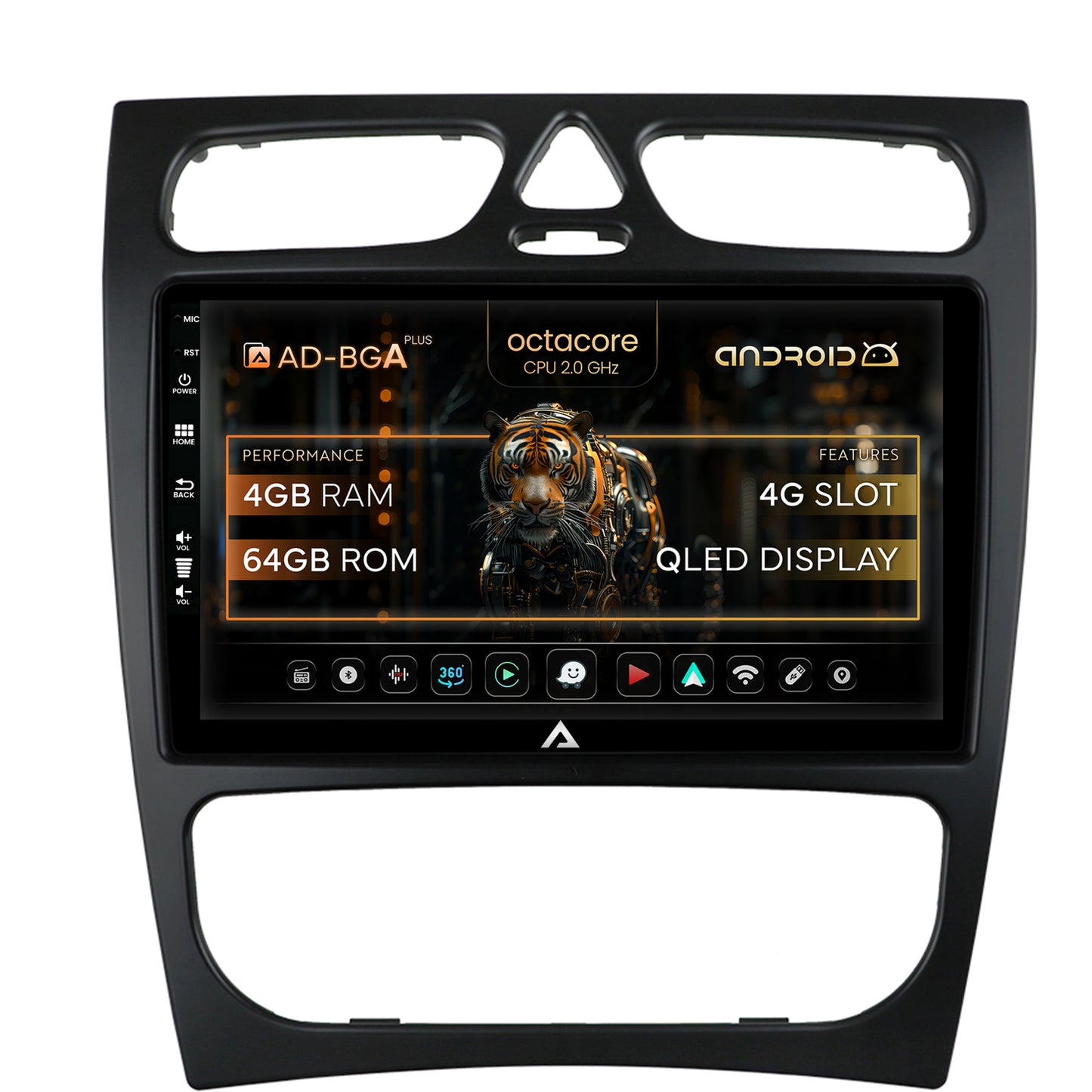 Navigatie Mercedes Benz C-Class W203 (2000-2005), Android, A-Octacore / 4GB RAM + 64GB ROM, 9 INCH - AD-BGA9004+AD-BGRKIT416